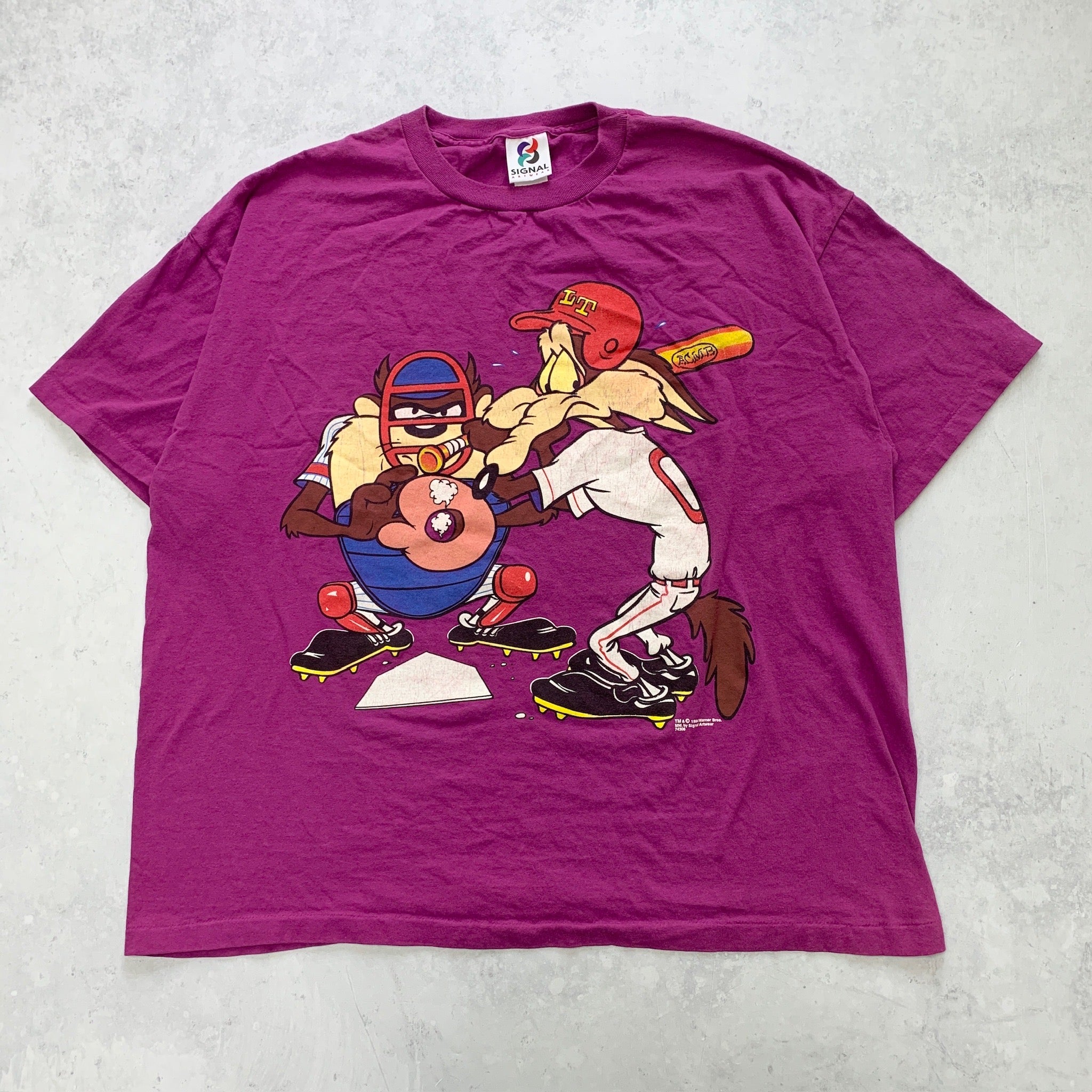 Vintage T Shirt Mens XXL Purple Looney Tunes Single Stitch 90s Cartoon Graphic