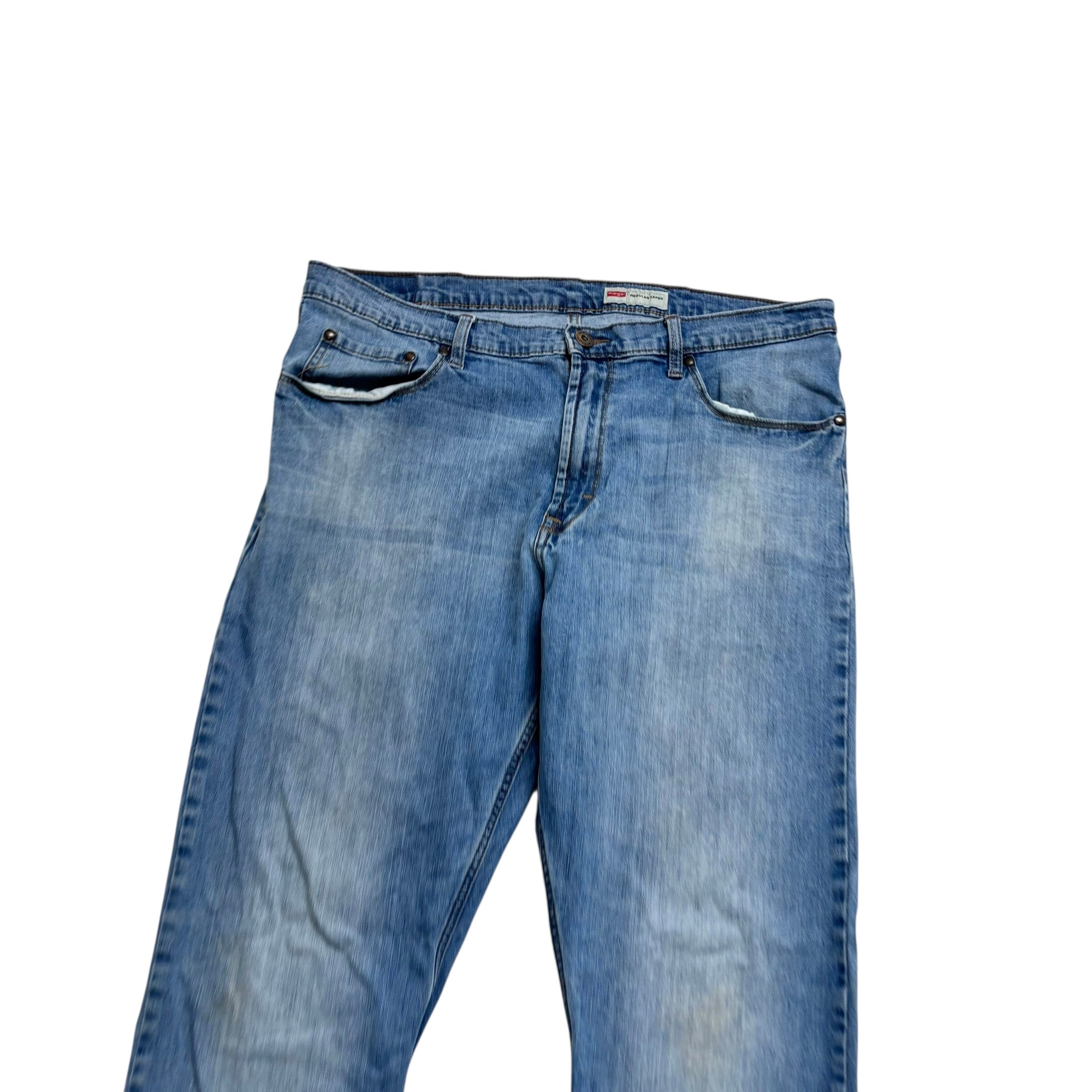 Wrangler Jeans W38 L32 Mens Mid Blue Regular Tapered Fit Stretch Denim (F)