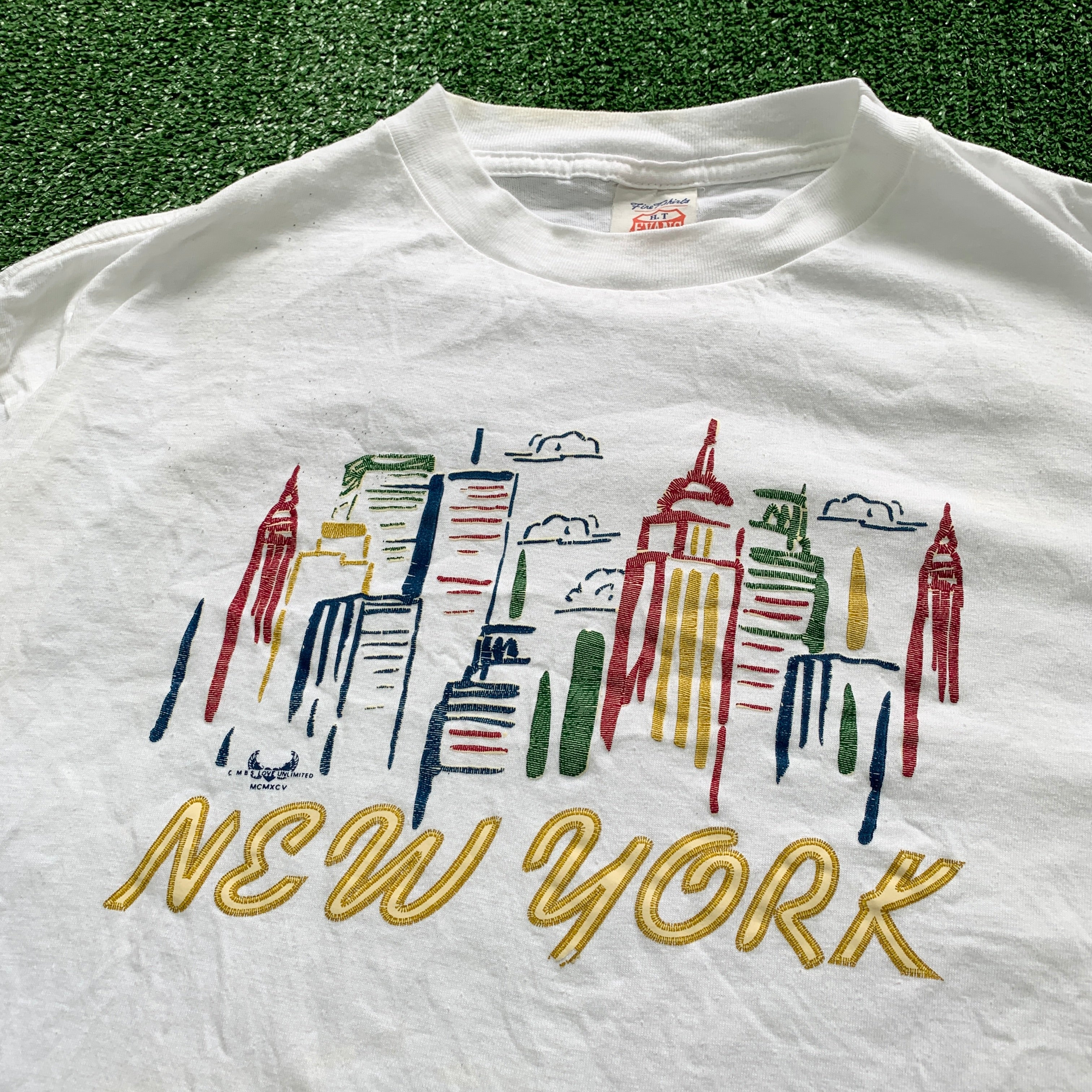 Vintage T Shirt Mens Large White Single Stitch Graphic Print 90s USA Tourist