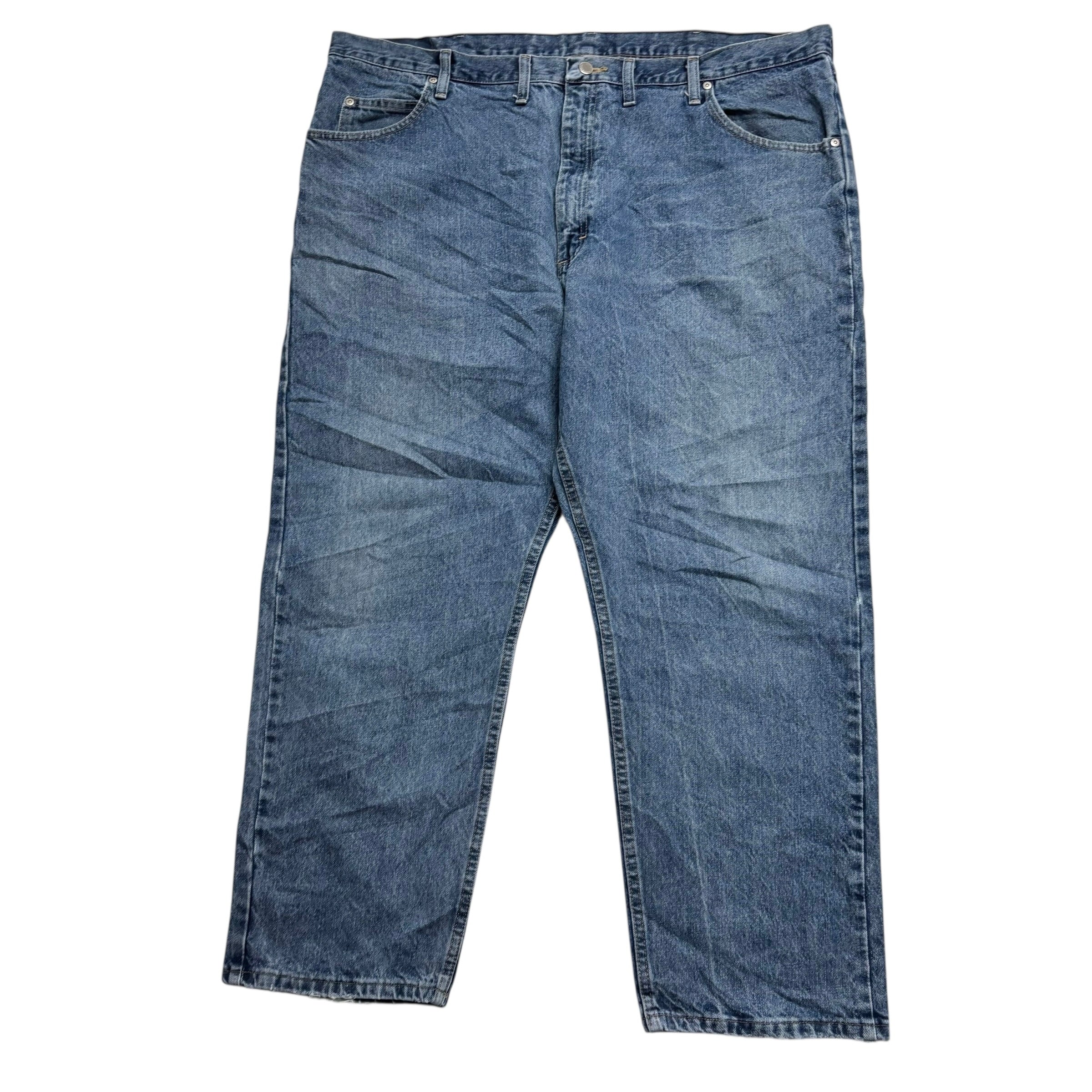 Wrangler Jeans W44 L30 Mens Mid Blue Relaxed Straight Fit Denim