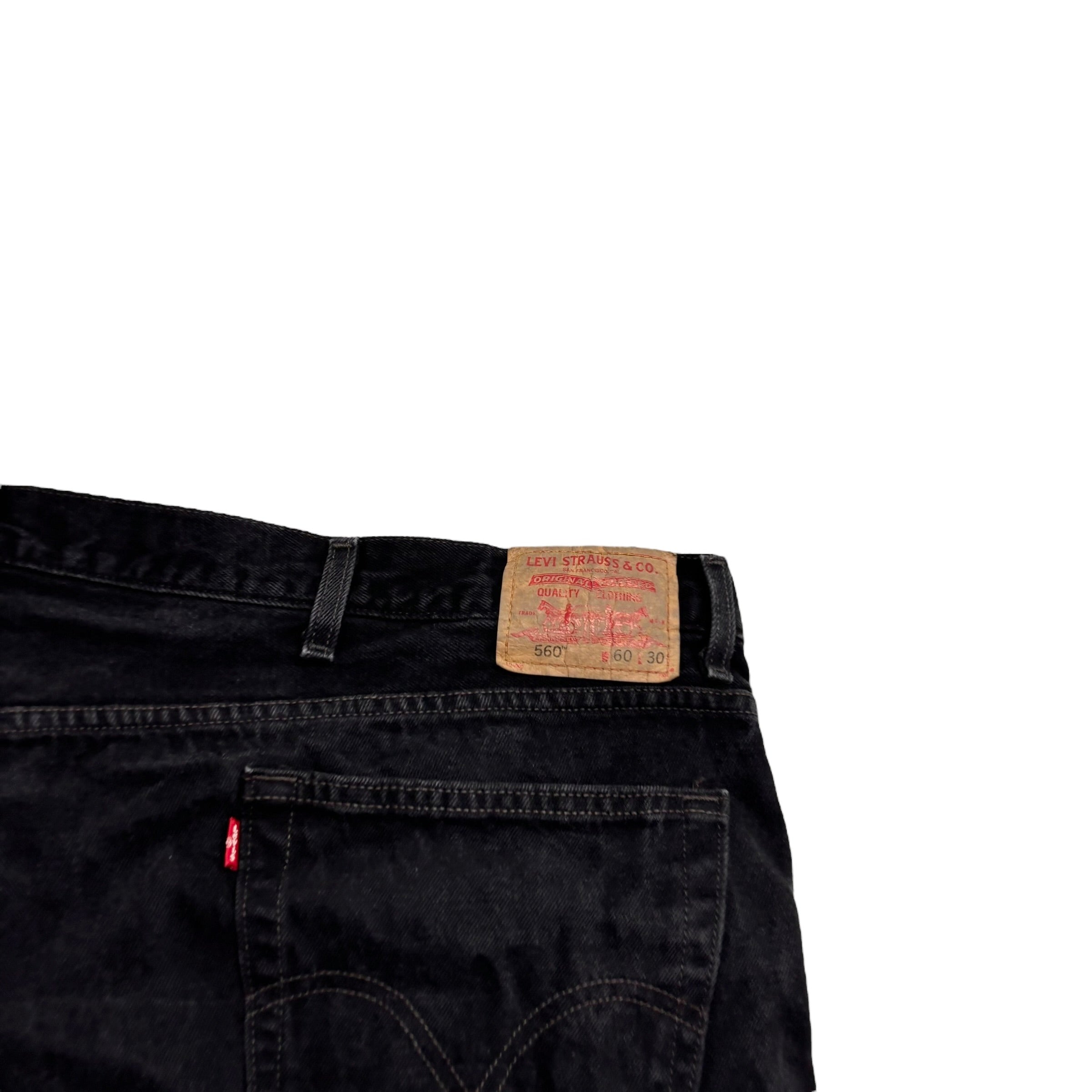 Levis 560 Jeans W58 L30 Mens Black Baggy Relaxed Comfort Vintage Denim (E)