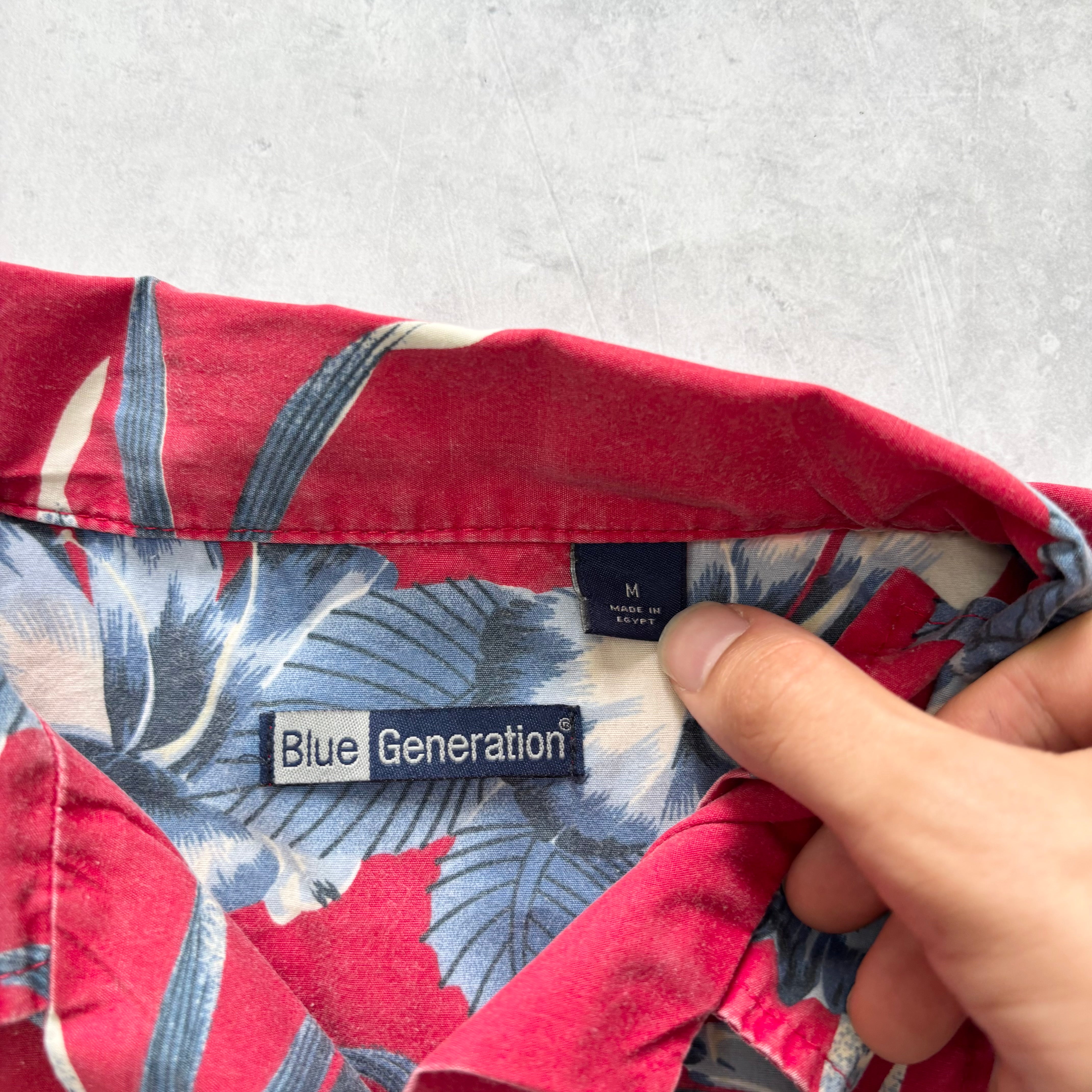 Vintage Hawaiian Shirt Mens Medium Red Floral Aloha Short Sleeve Cotton