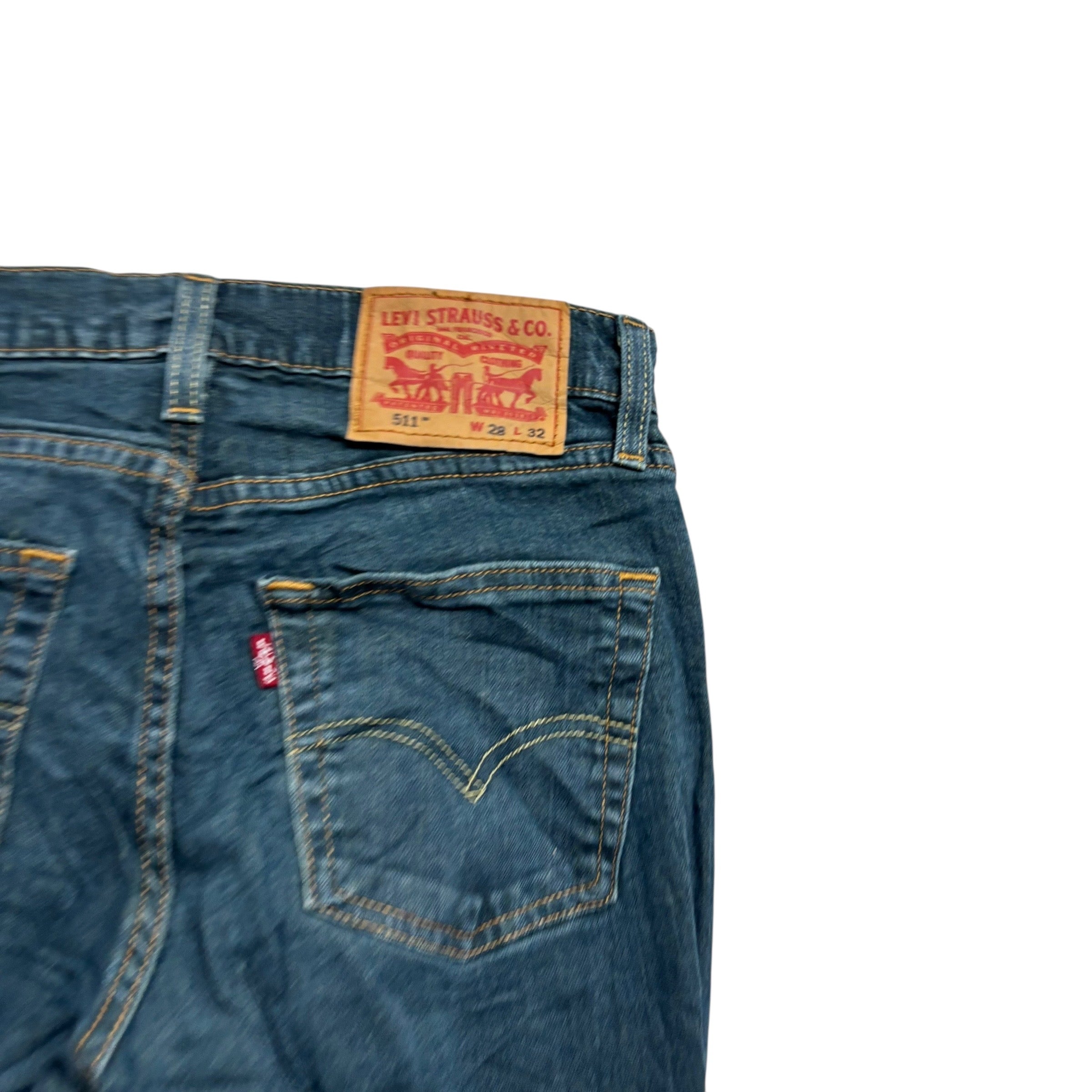 Levis 511 Jeans W28 L32 Mens Dark Blue Slim Fit Stretch Denim (E)