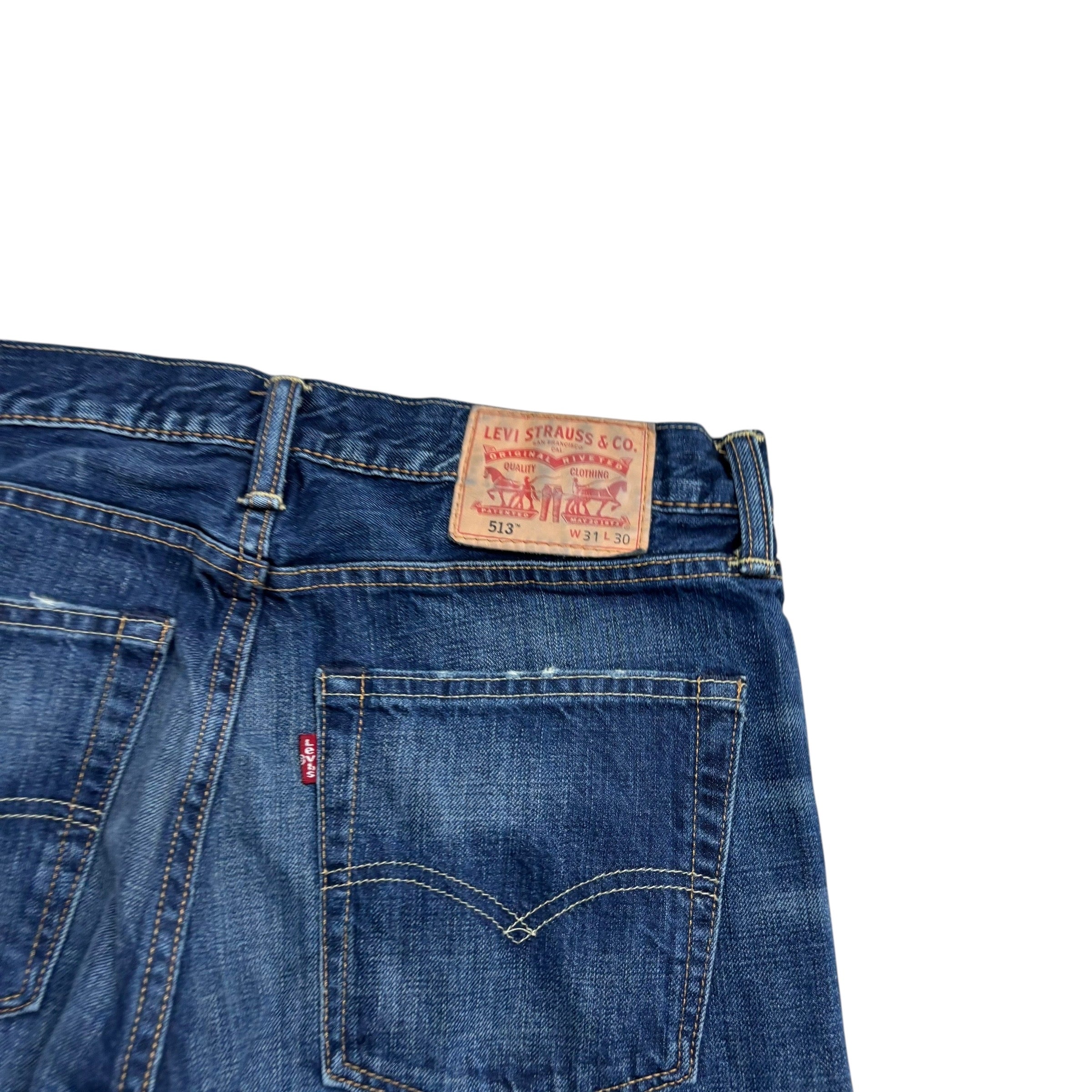 Levis 513 Jeans W31 L30 Mens Dark Blue Slim Straight Fit Denim