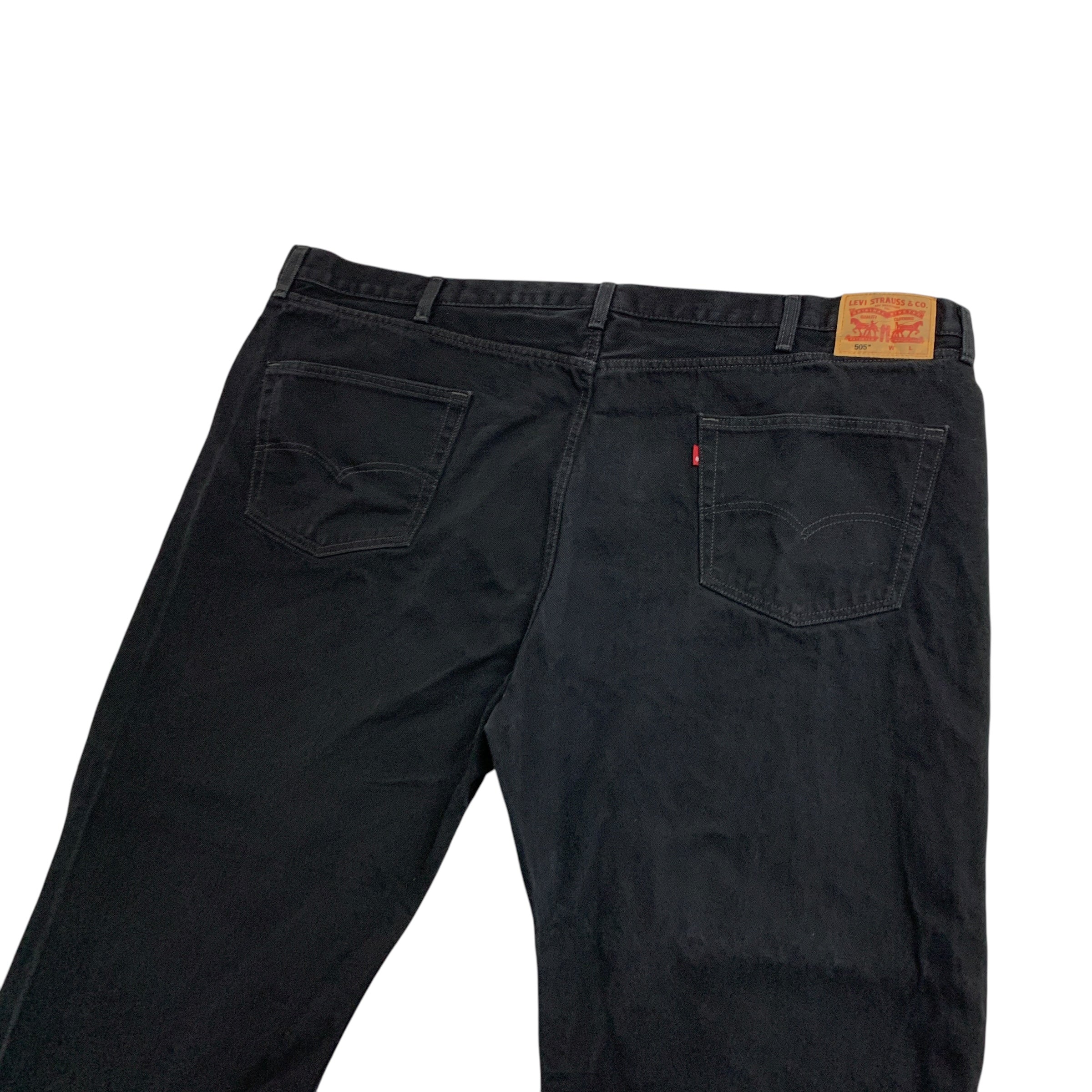 Levis 505 Jeans W52 L29 Mens Black Regular Straight Fit Denim