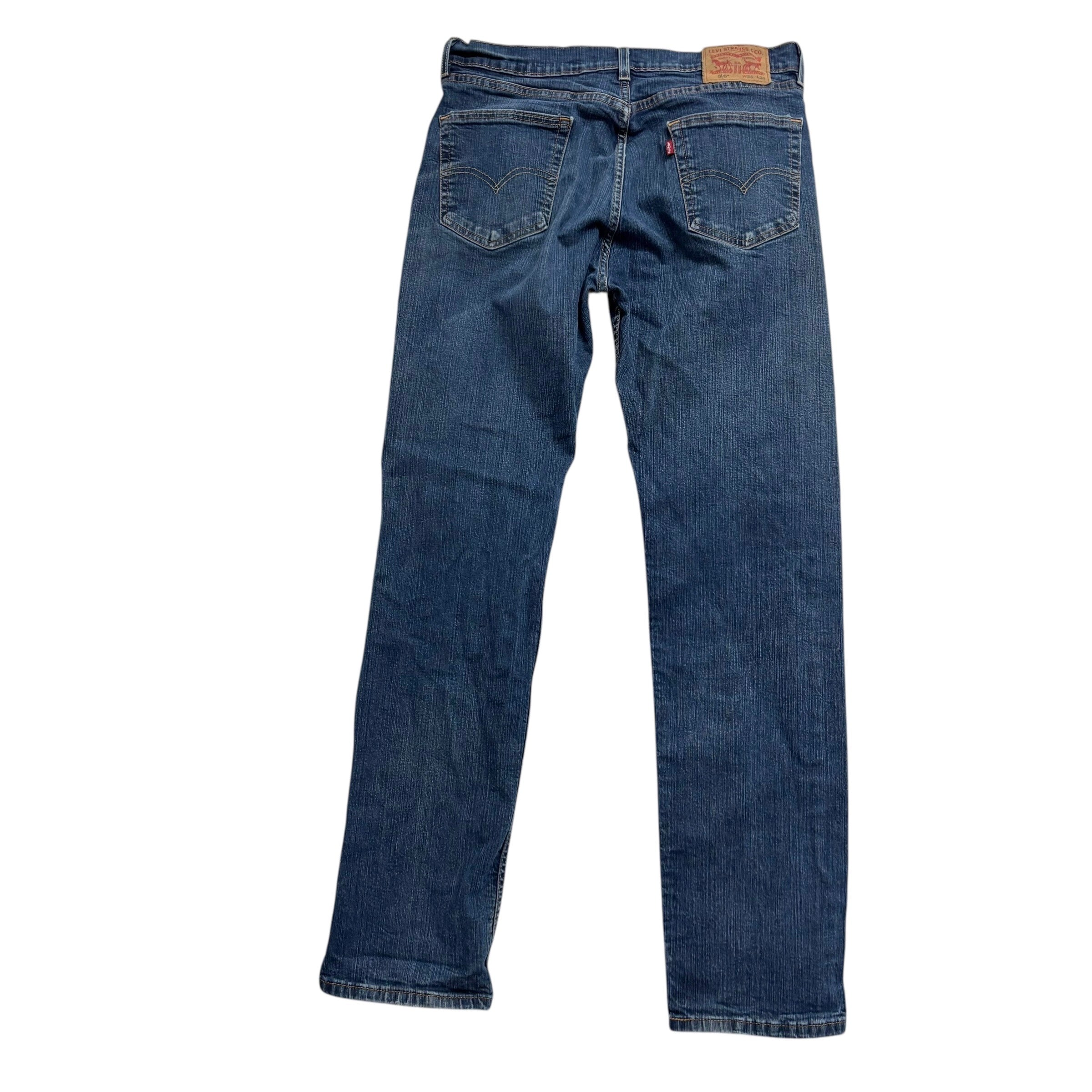 Levis 505 Jeans W33 L34 Mens Mid Blue Regular Straight Fit Stretch Denim (F)