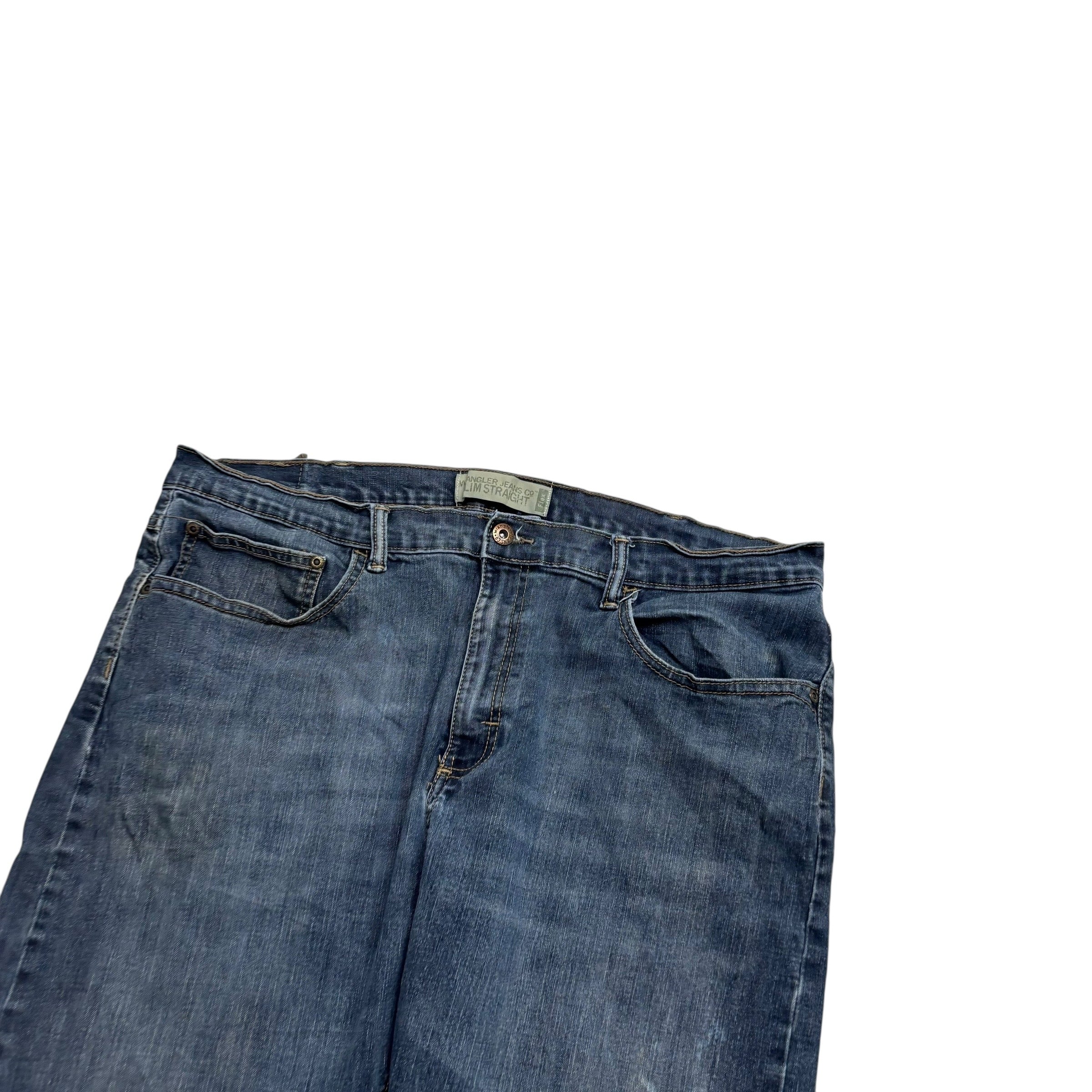 Wrangler Jeans W38 L30 Mens Dark Blue Slim Straight Fit Stretch Denim (F)