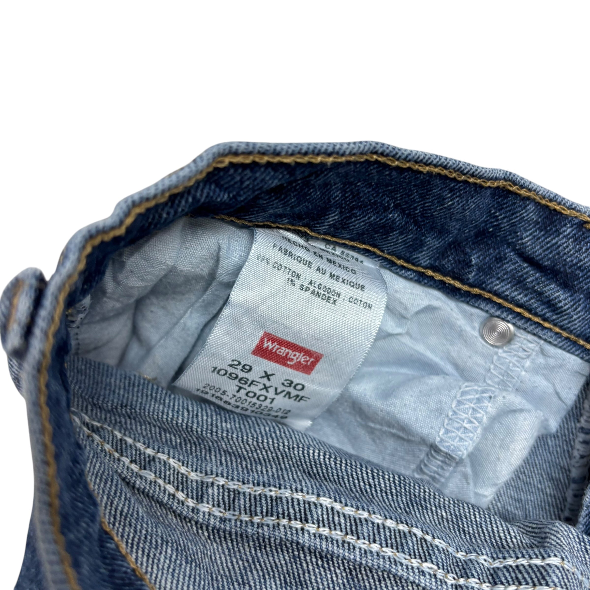 Wrangler Jeans W29 L30 Mens Mid Blue Regular Straight Fit Stretch Denim (E)