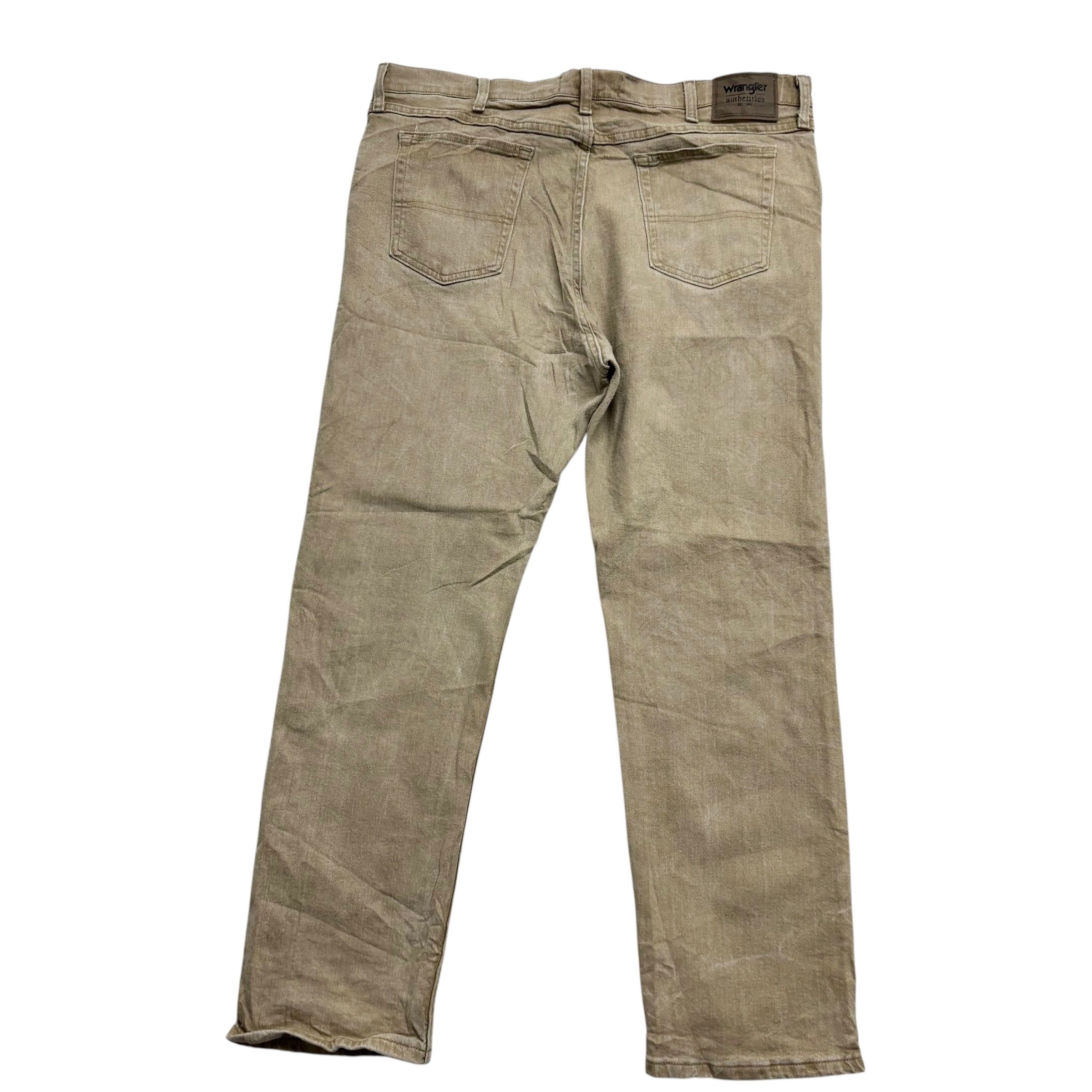 Wrangler Jeans W40 L30 Mens Beige Tan Regular Straight Fit Stretch Denim (E)