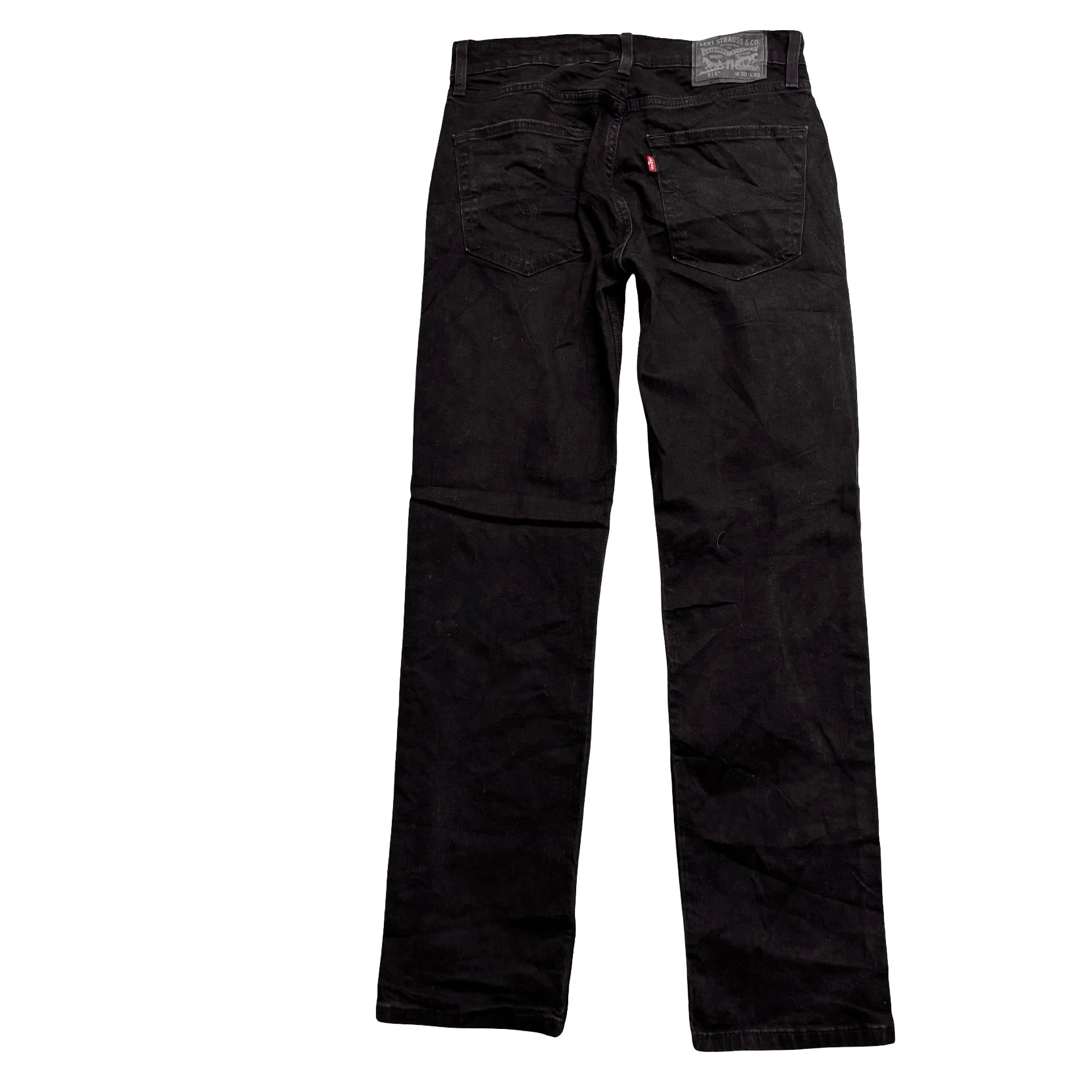 Levis 514 Jeans W30 L32 Mens Black Regular Straight Fit Stretch Denim (E)