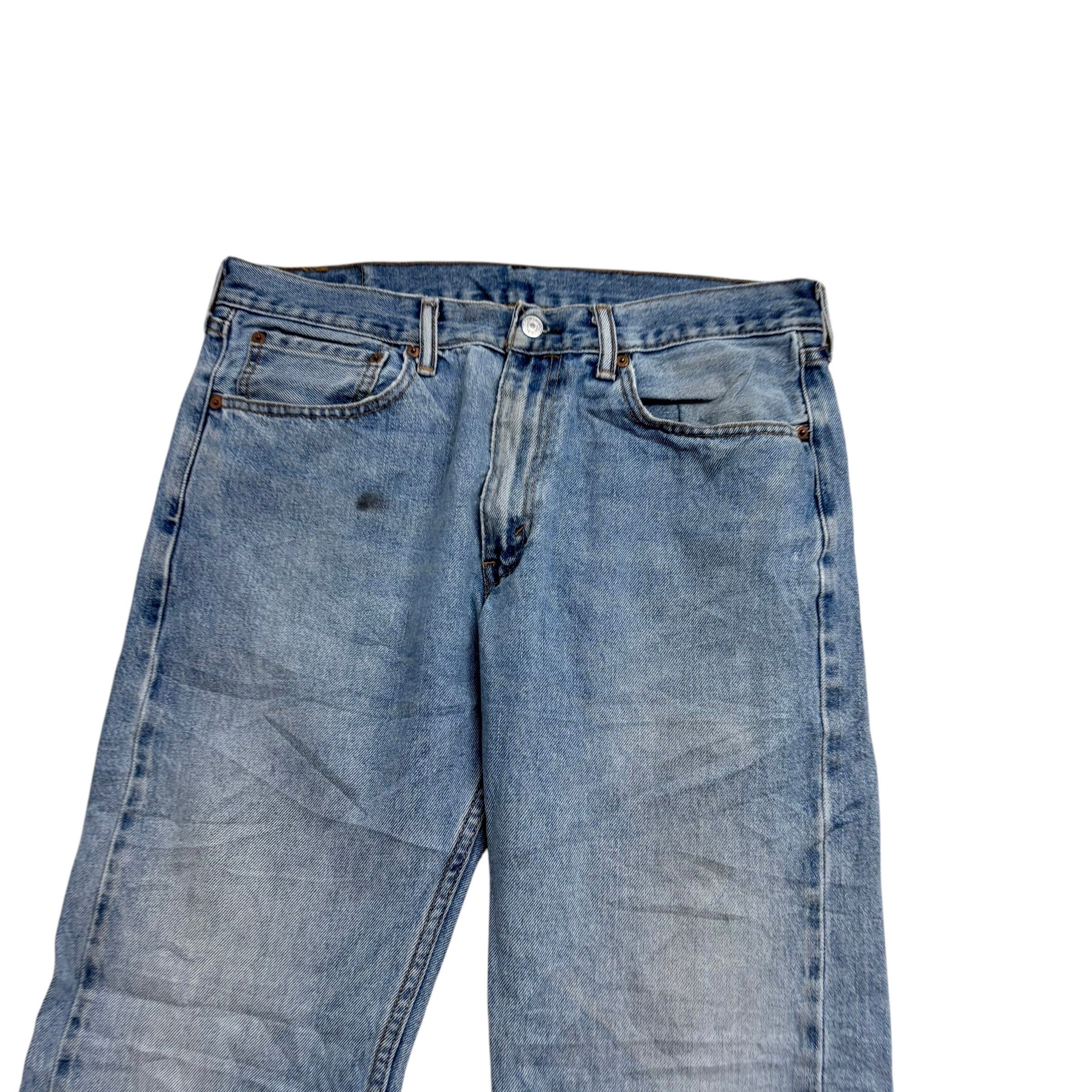 Levis 505 Jeans W34 L34 Mens Light Blue Regular Straight Fit Vintage Denim (F)