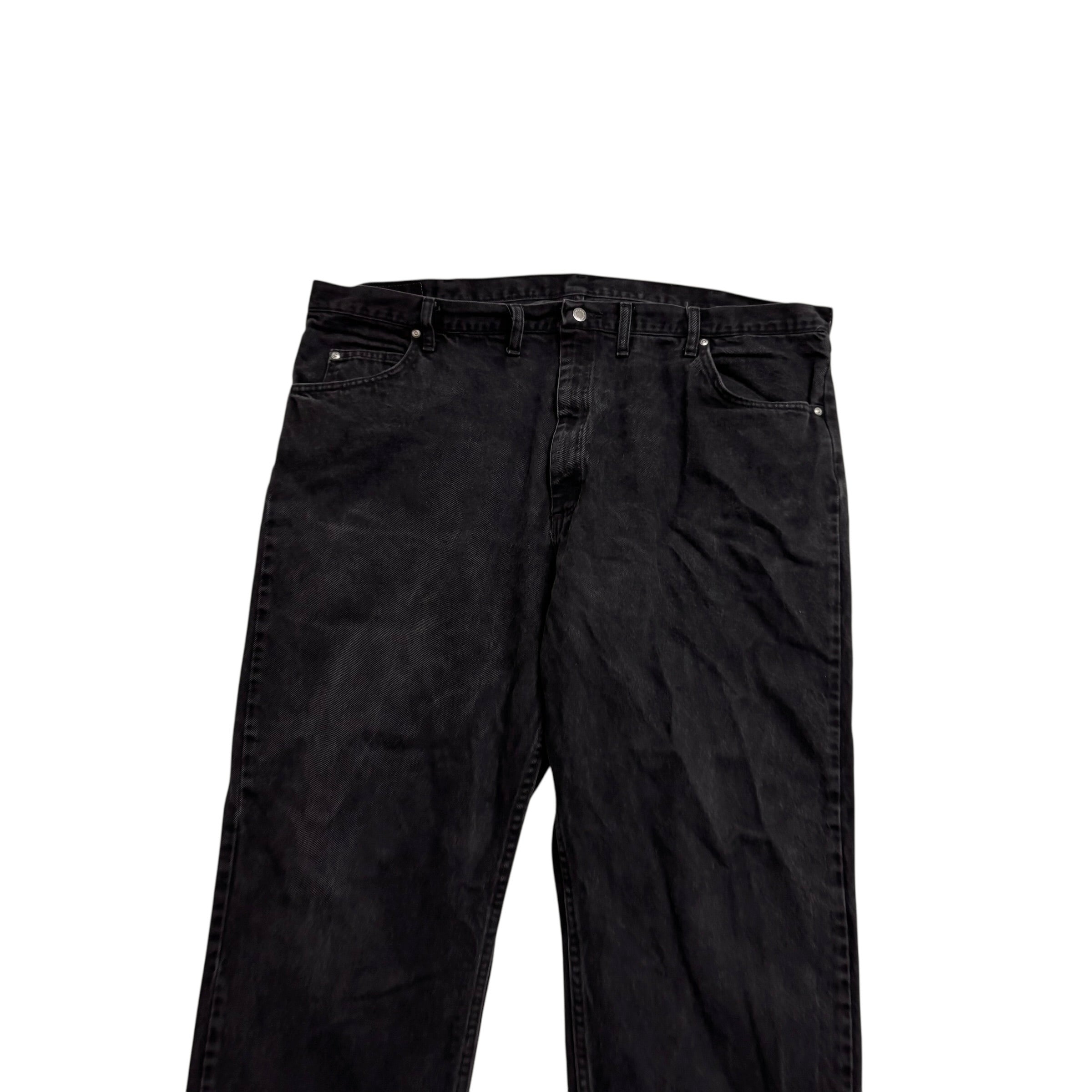 Wrangler Jeans W46 L30 Mens Black Relaxed Straight Fit Denim (E)