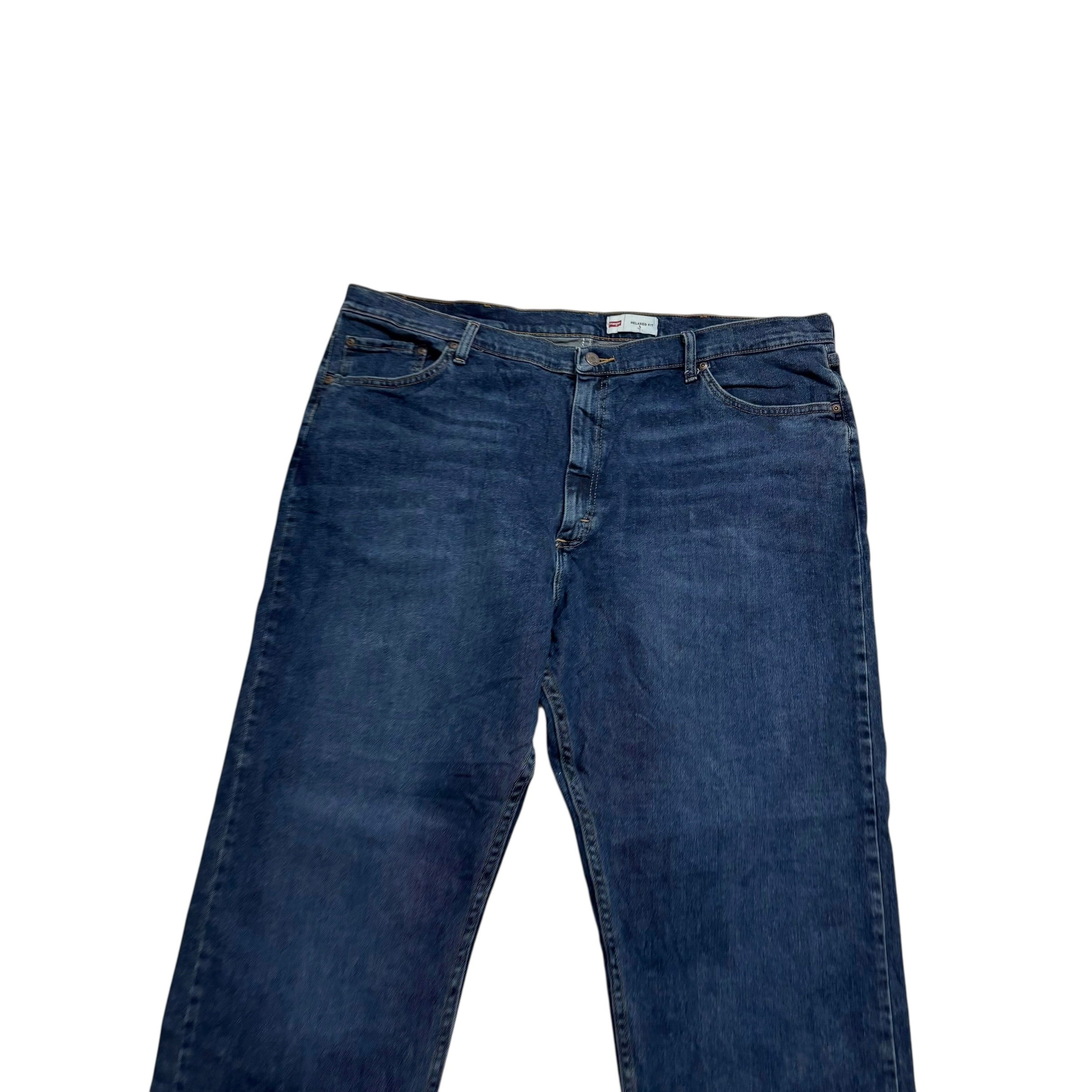 Wrangler Jeans W42 L30 Mens Dark Blue Relaxed Straight Fit Stretch Denim (E)