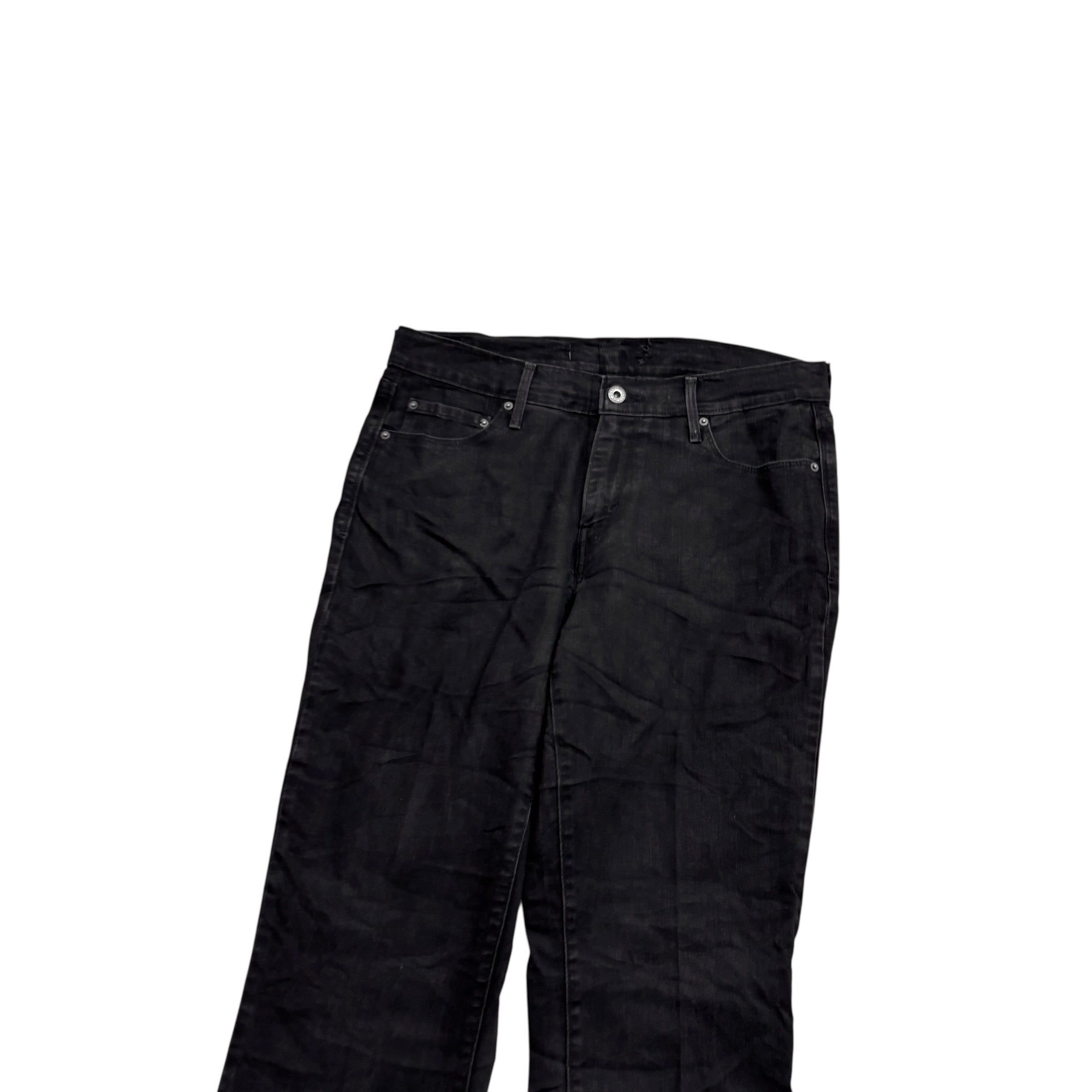 Levis 505 Jeans W30 L34 Womens Regular Straight Fit Black Stretch Denim