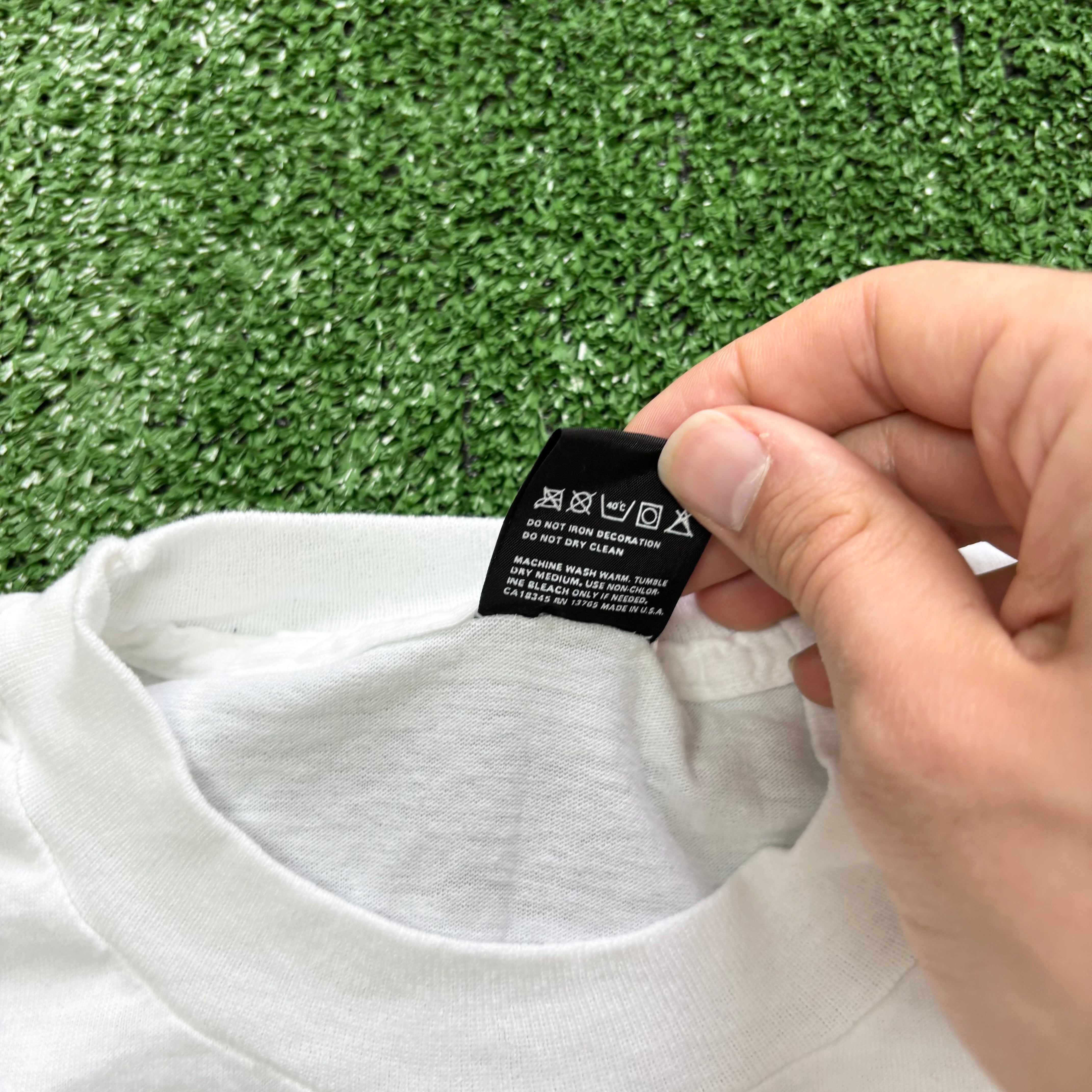 Vintage T Shirt Mens Large White Single Stitch Graphic Print 90s USA (E)