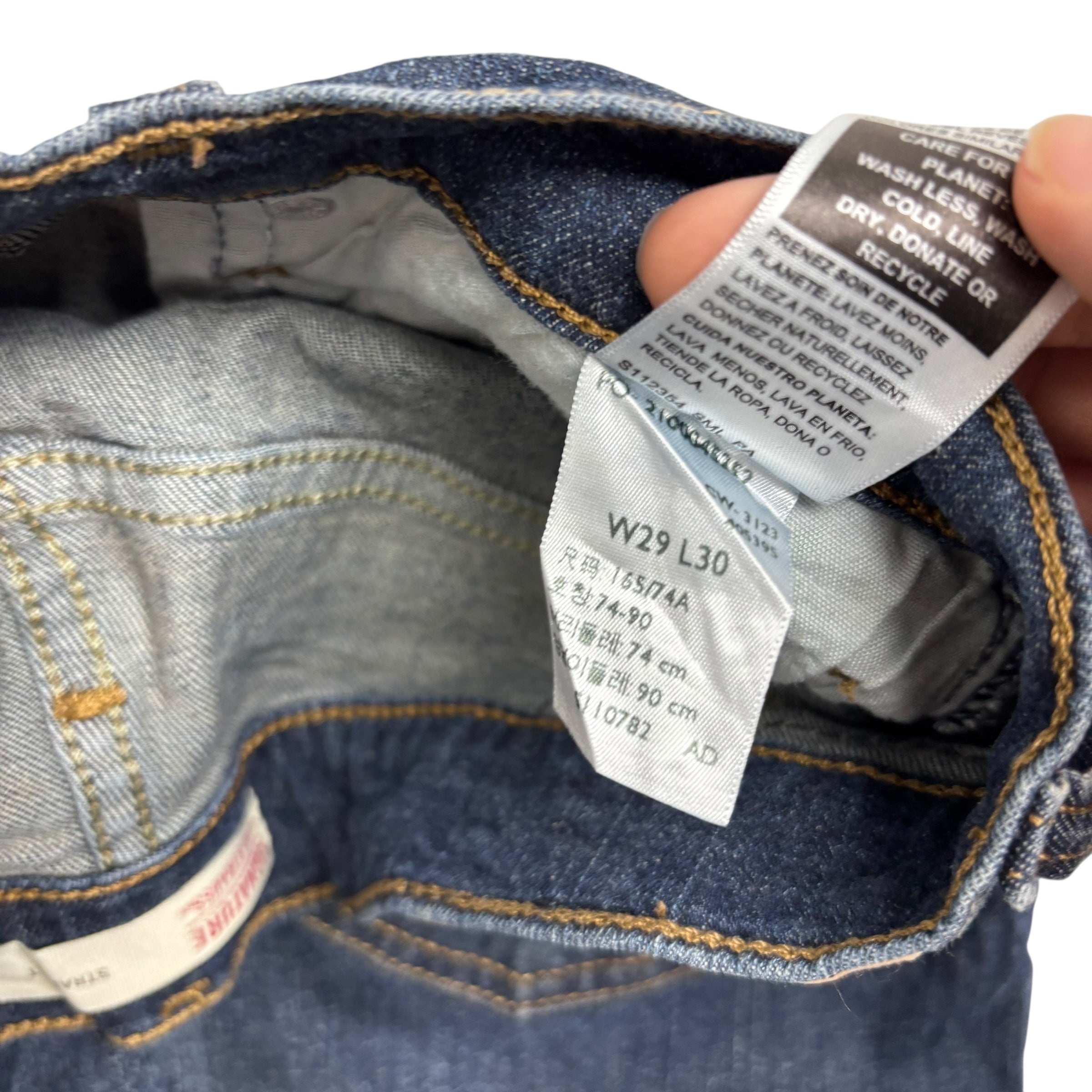 Levis Signature Jeans W29 L30 Mens Dark Blue Regular Straight Stretch Denim (E)