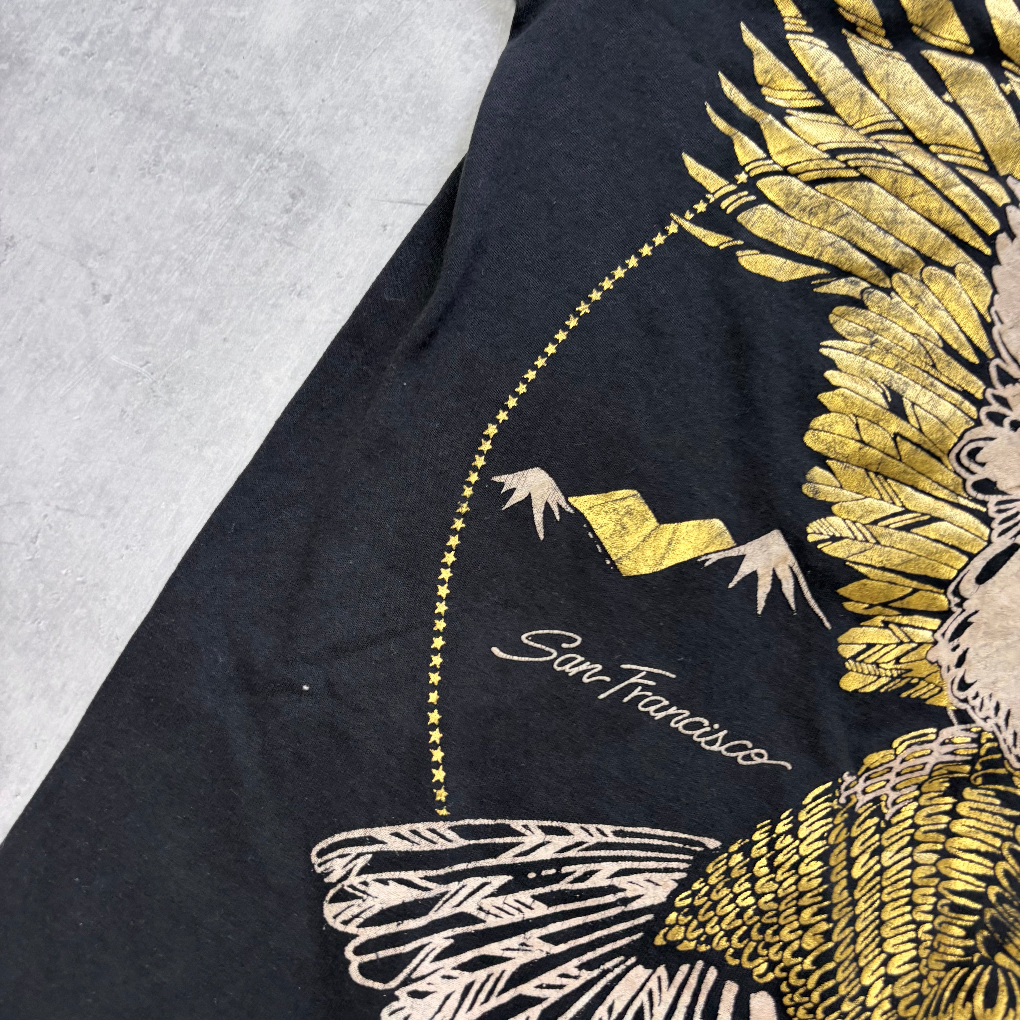 Vintage T Shirt Mens XS Black Single Stitch Graphic Print 90s USA Tourist (E)