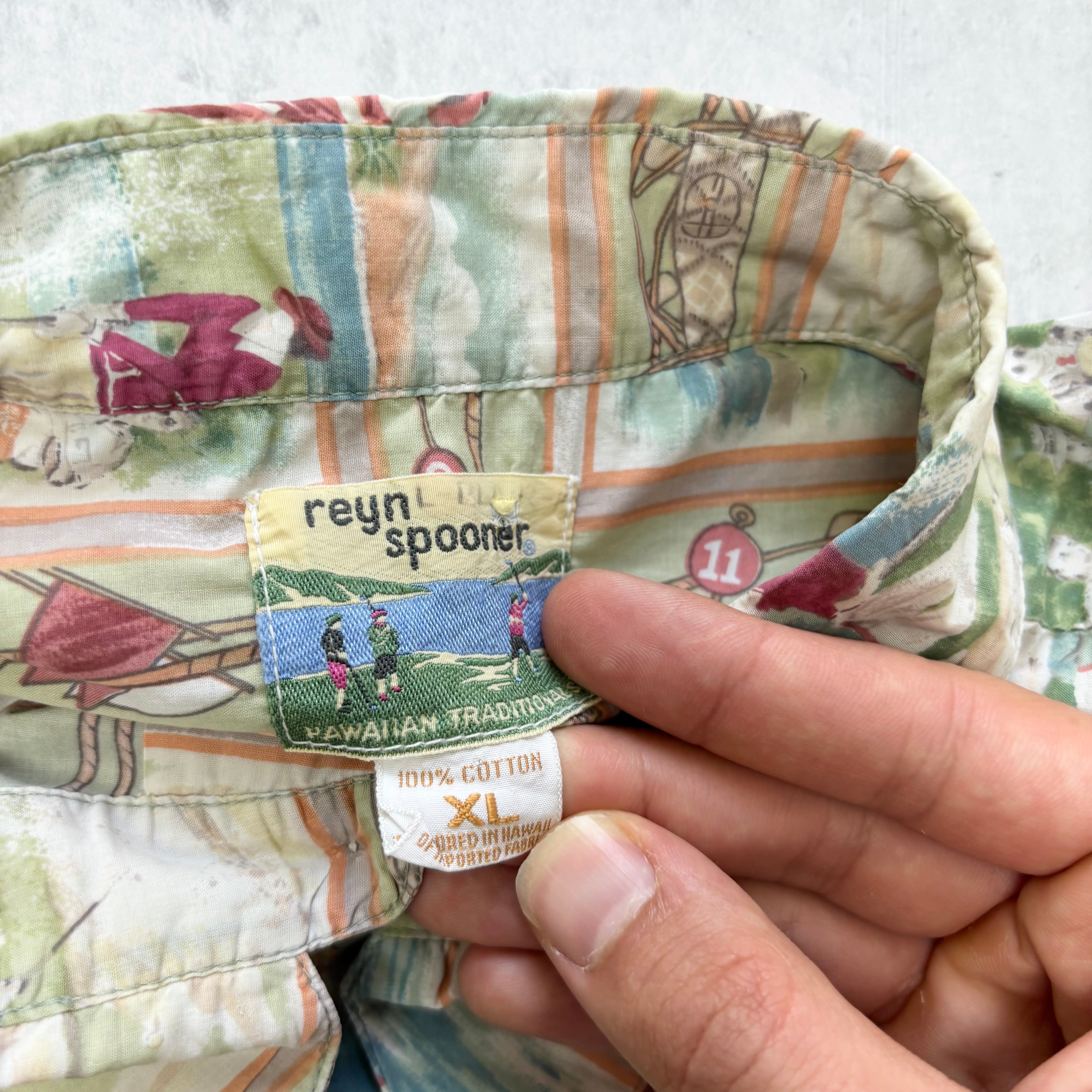 Vintage Reyn Spooner Hawaiian Shirt Mens XL Golf Short Sleeve Cotton (E)