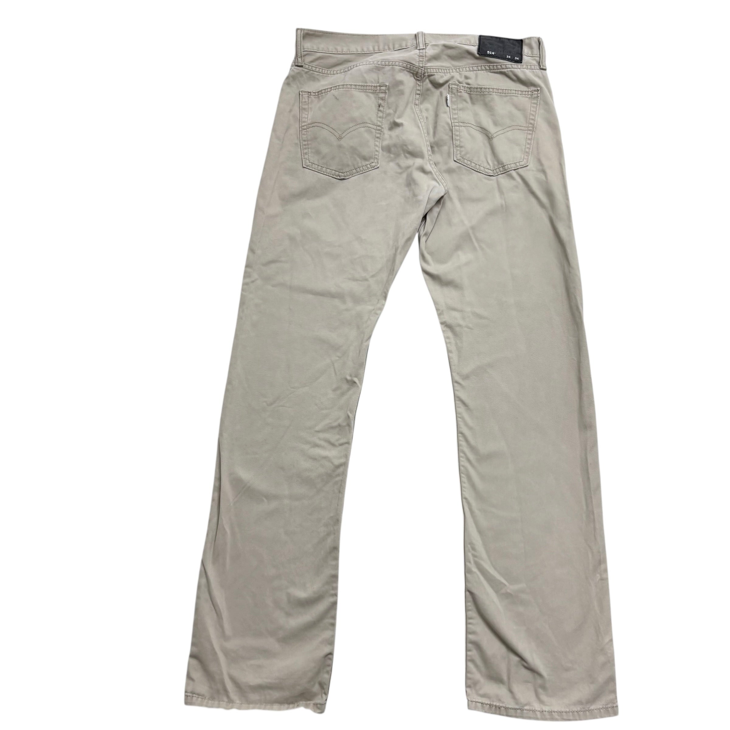 Levis 514 Trousers W34 L34 Mens Cream Regular Straight Fit Cotton Pants
