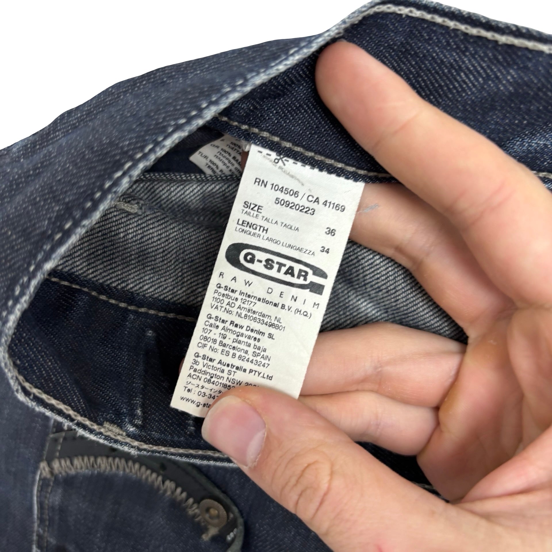 G Star Raw Stable Slim Jeans W36 L34 Mens Dark Blue Denim