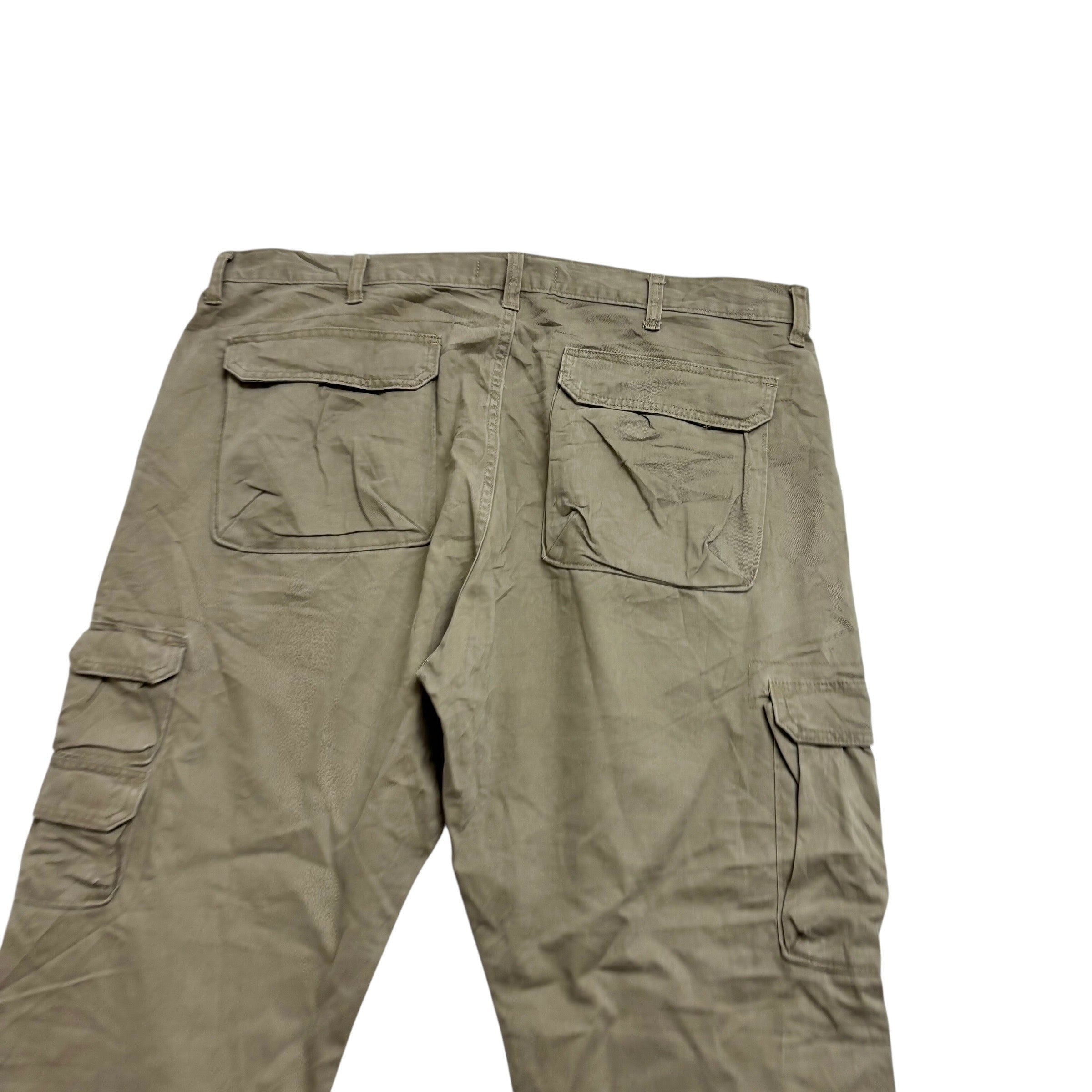 Wrangler Cargo Pants W40 L32 Mens Beige Relaxed Straight Fit Trousers (E)