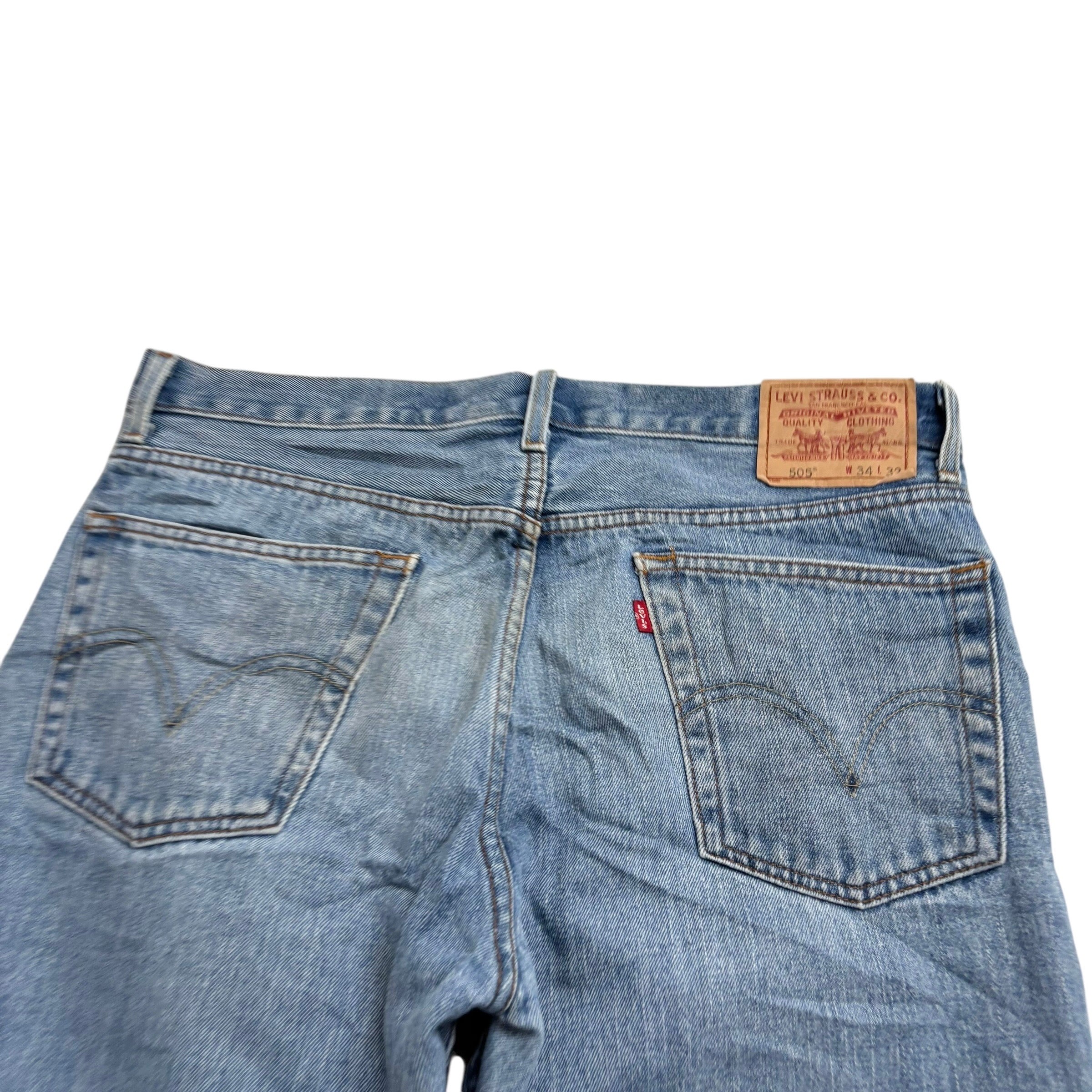 Levis 505 Jeans W34 L32 Mens Light Blue Regular Straight Fit Vintage Denim