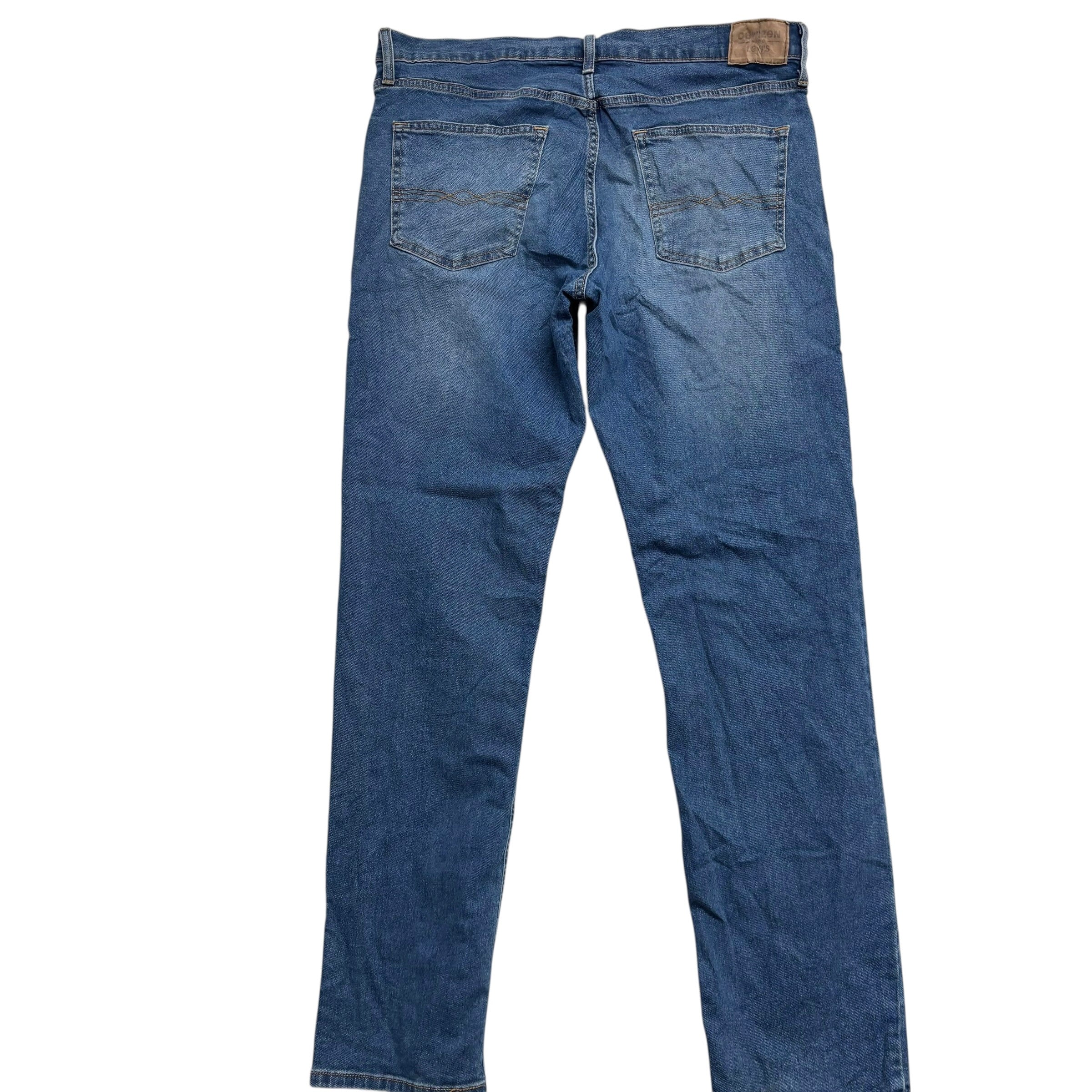 Levis Denizen Jeans W36 L34 Mens Mid Blue Athletic Tapered Fit Stretch (E)