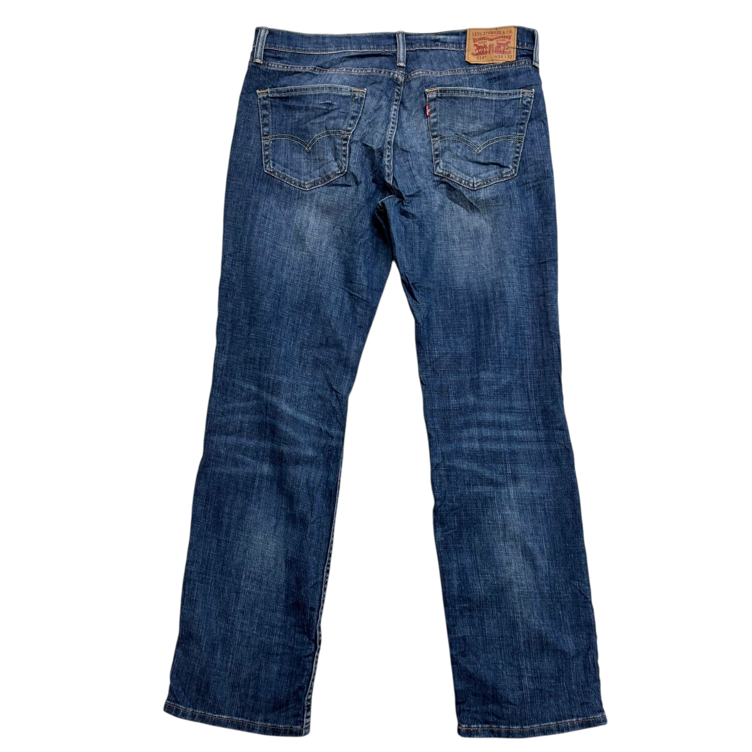 Levis 514 Jeans W36 L32 Mens Mid Blue Regular Straight Fit Stretch Denim