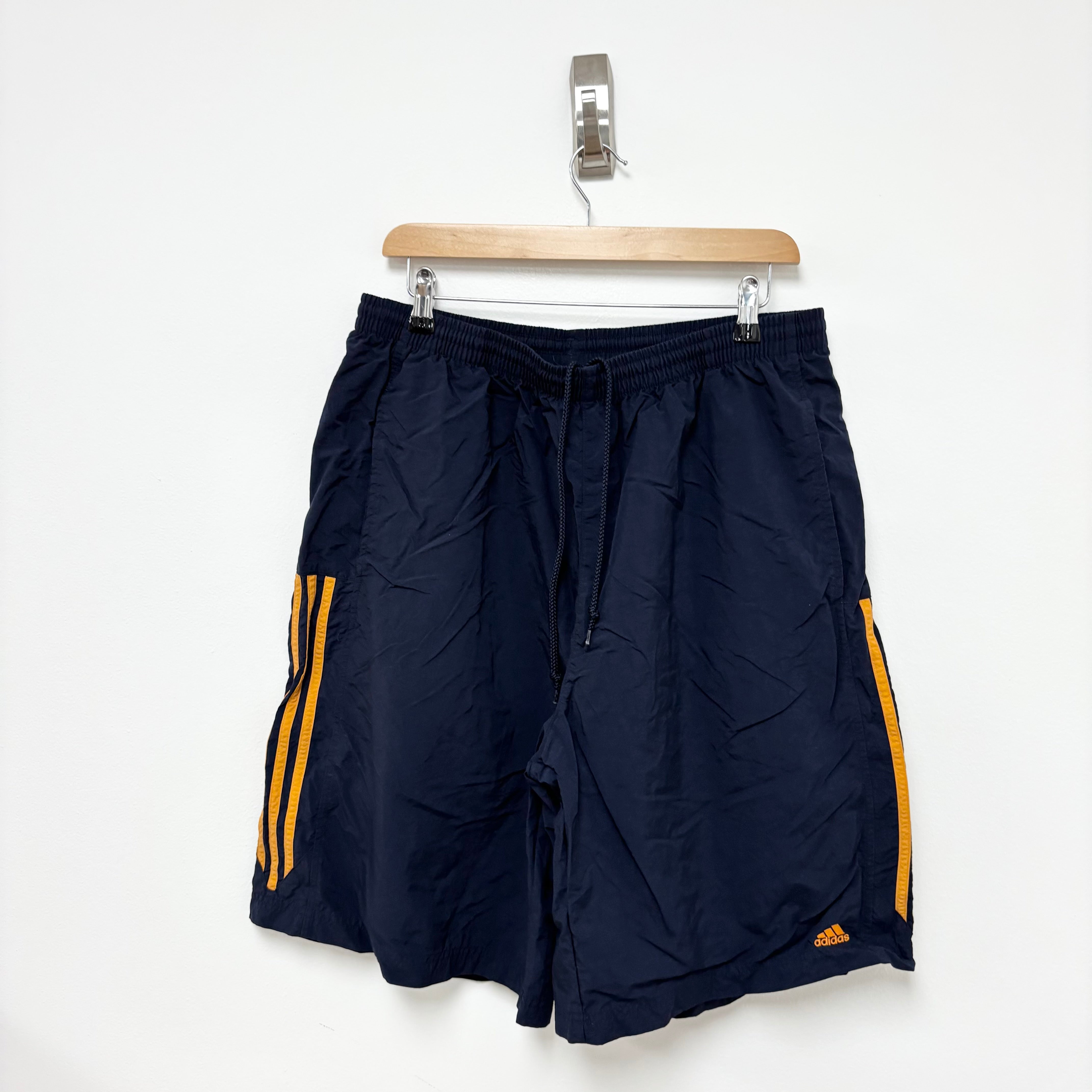 Adidas Shorts Mens XL Navy Blue Sports Running Gym Athletic Pockets (E)