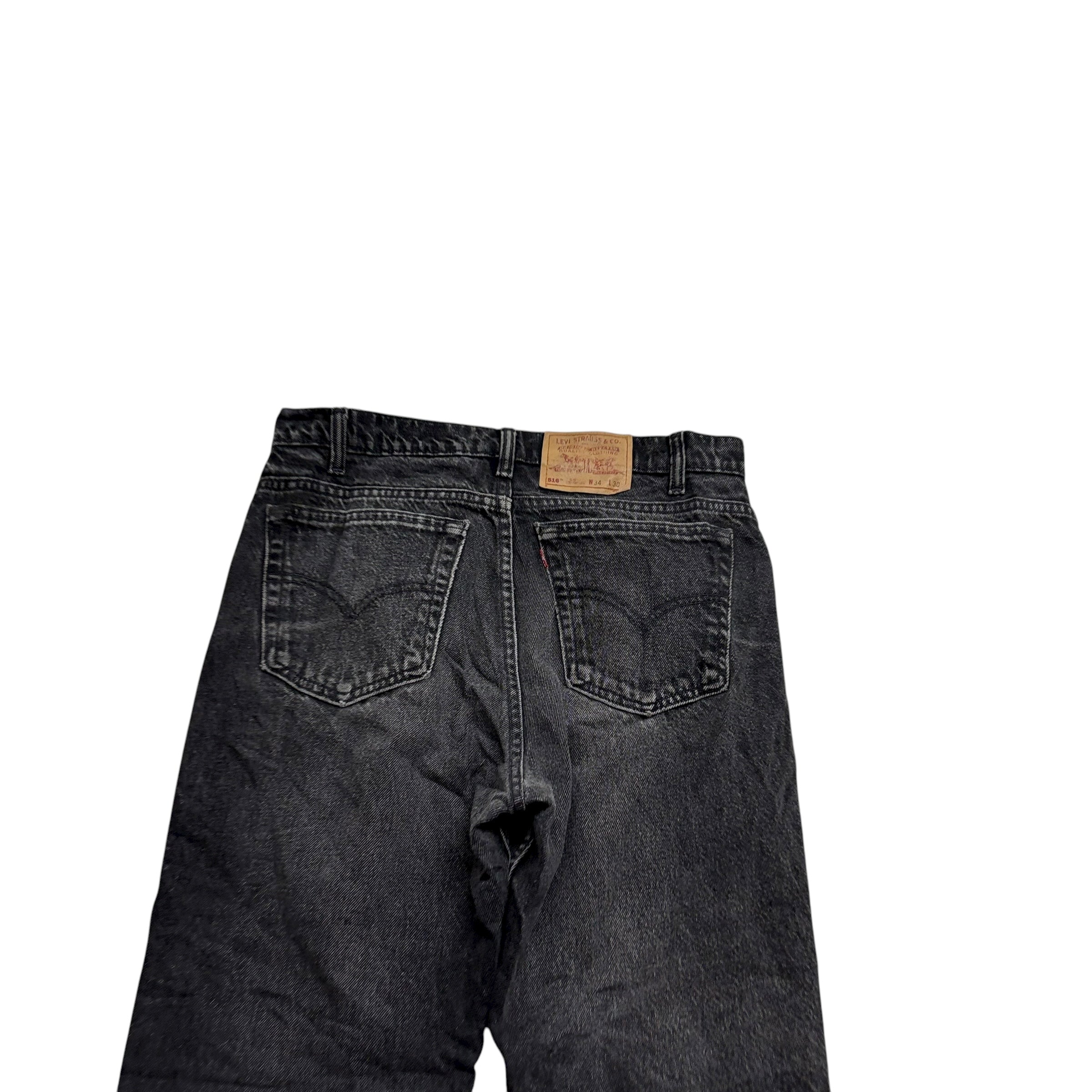 Levis 516 Jeans W34 L30 Mens Black Slim Straight Fit Vintage Denim