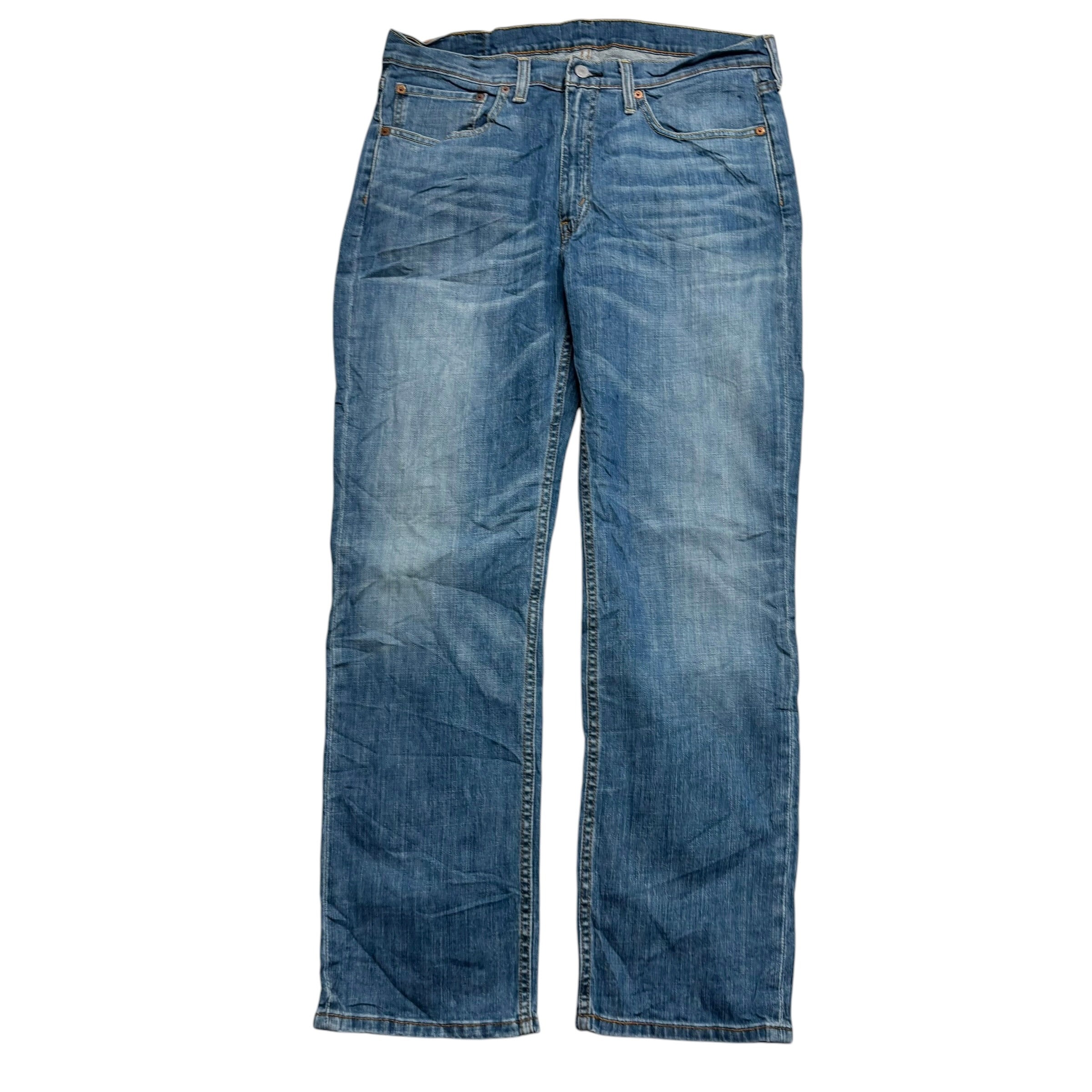 Levis 514 Jeans W35 L30 Mens Mid Blue Regular Straight Fit Stretch Denim (E)