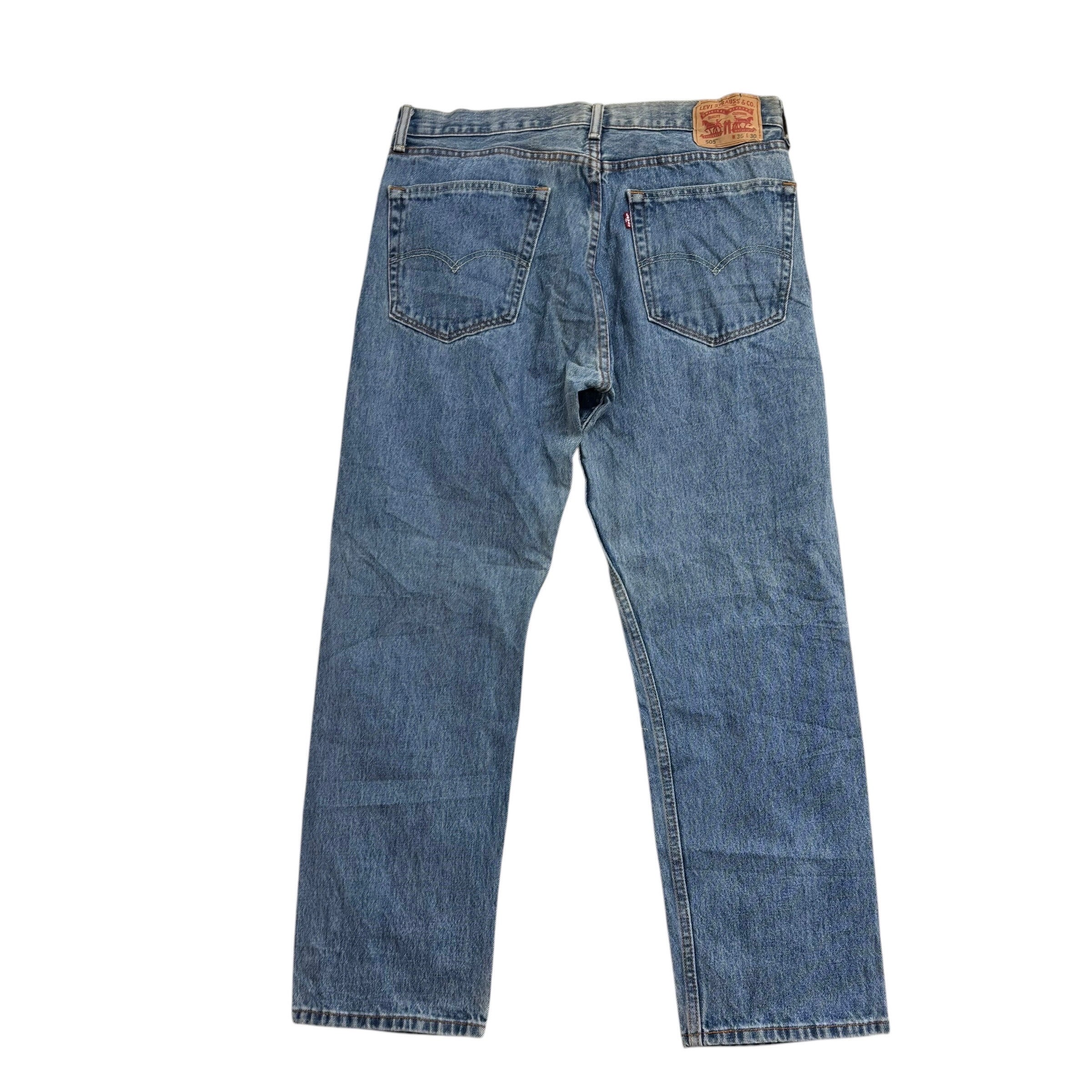 Levis 505 Jeans W36 L30 Mens Light Blue Regular Straight Fit Denim