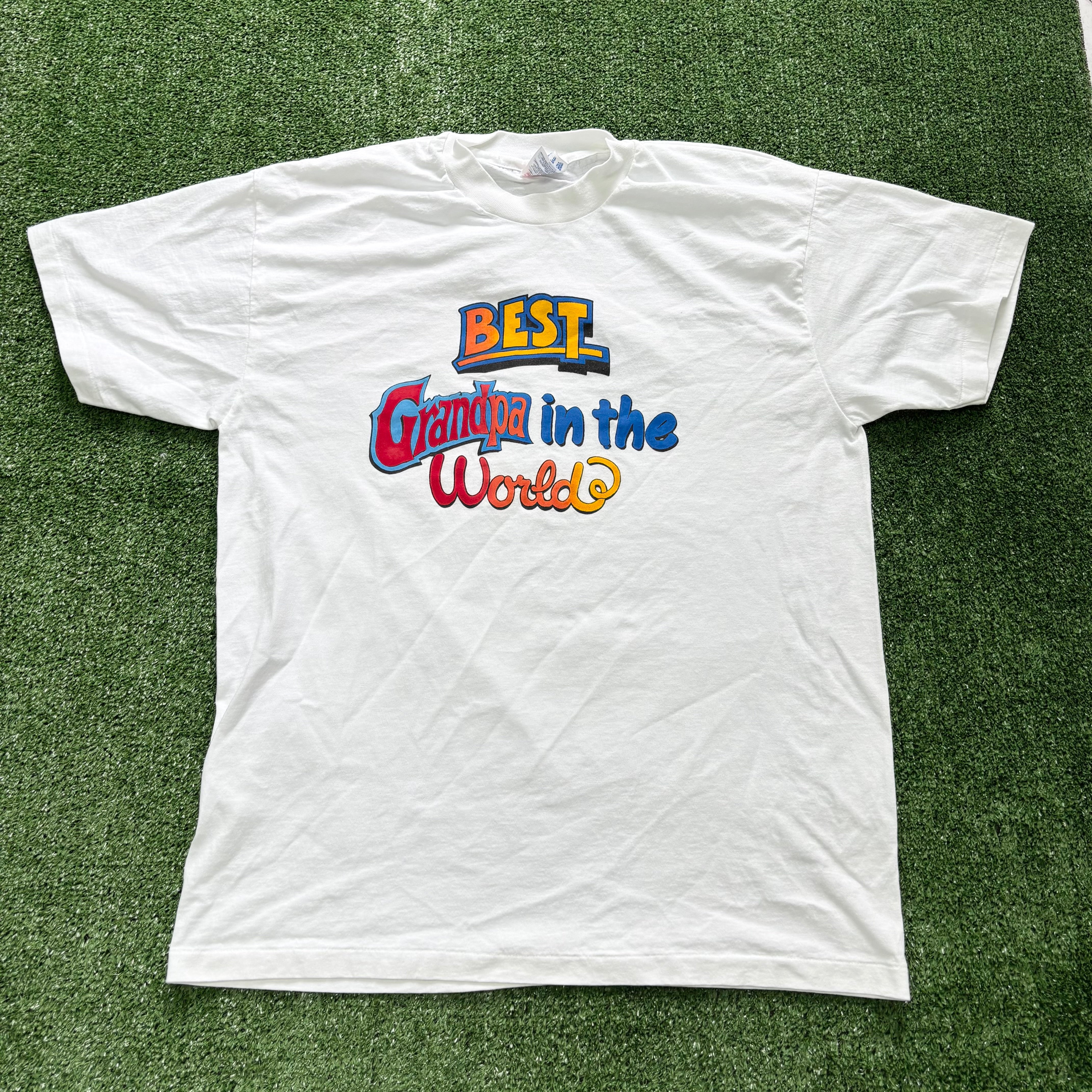Vintage T Shirt Mens Large White Single Stitch Graphic Print 90s USA (E)