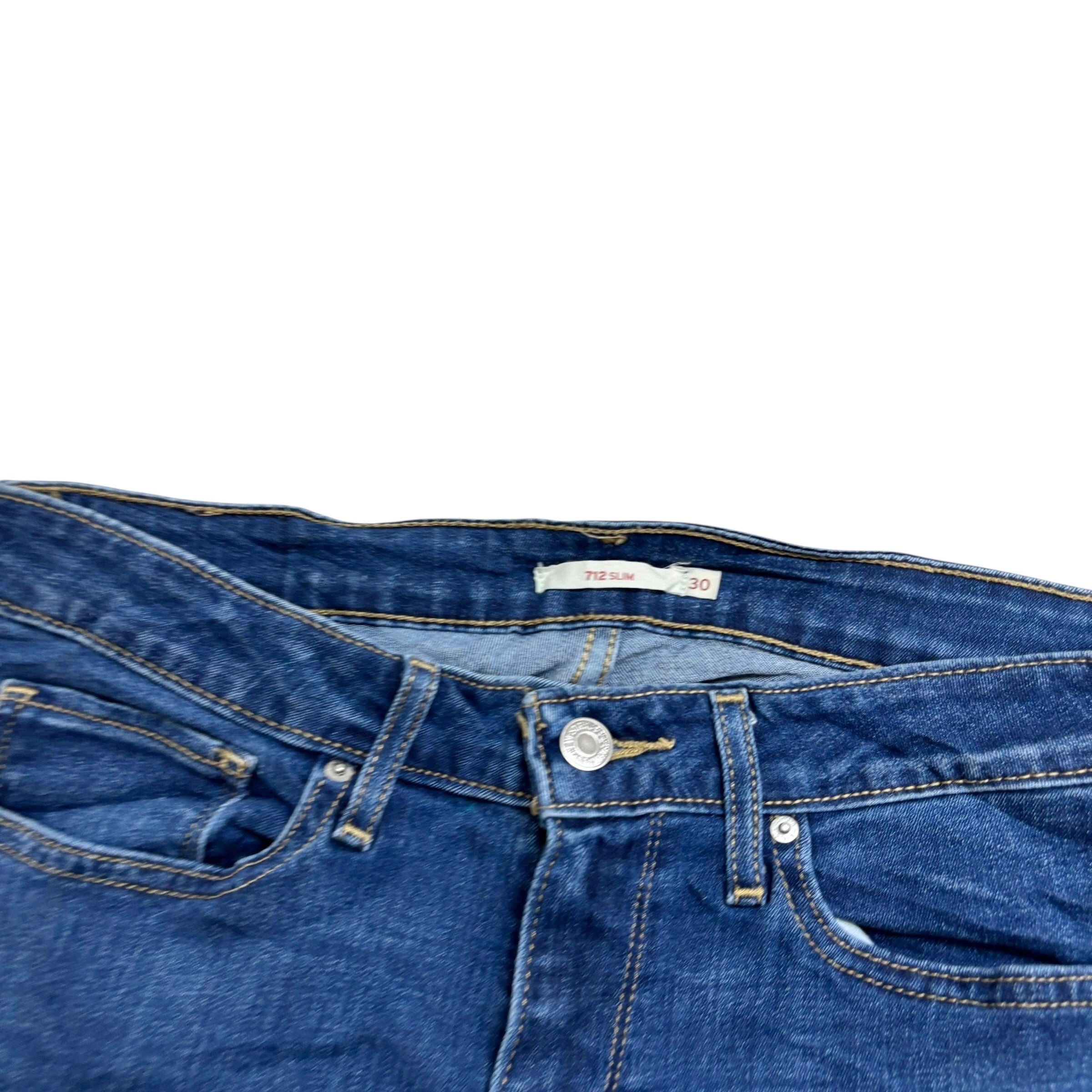 Levis 712 Jeans W30 L34 Womens Slim Fit Dark Blue Stretch Denim (E)