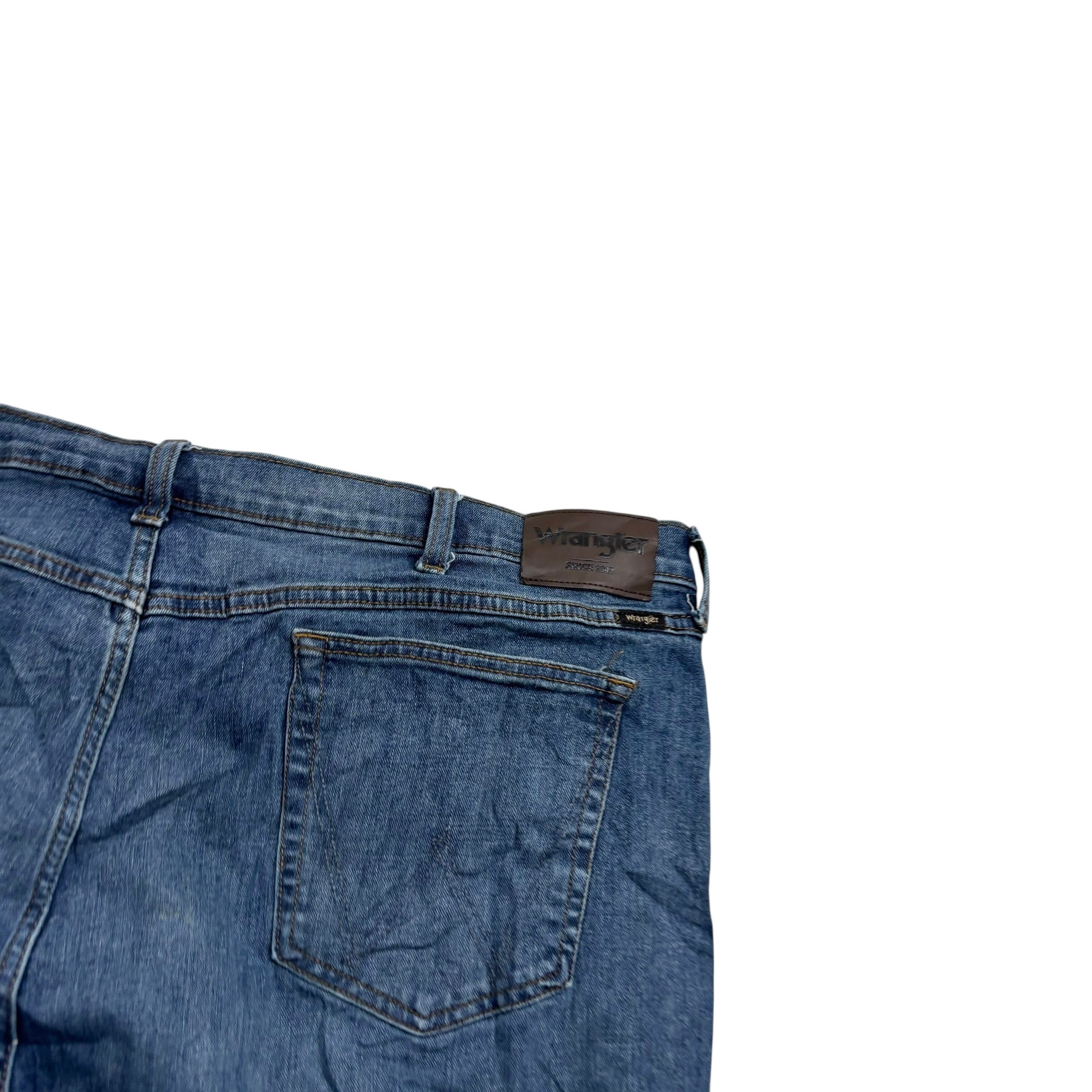 Wrangler Jeans W48 L29 Mens Mid Blue Relaxed Straight Fit Stretch Denim (E)