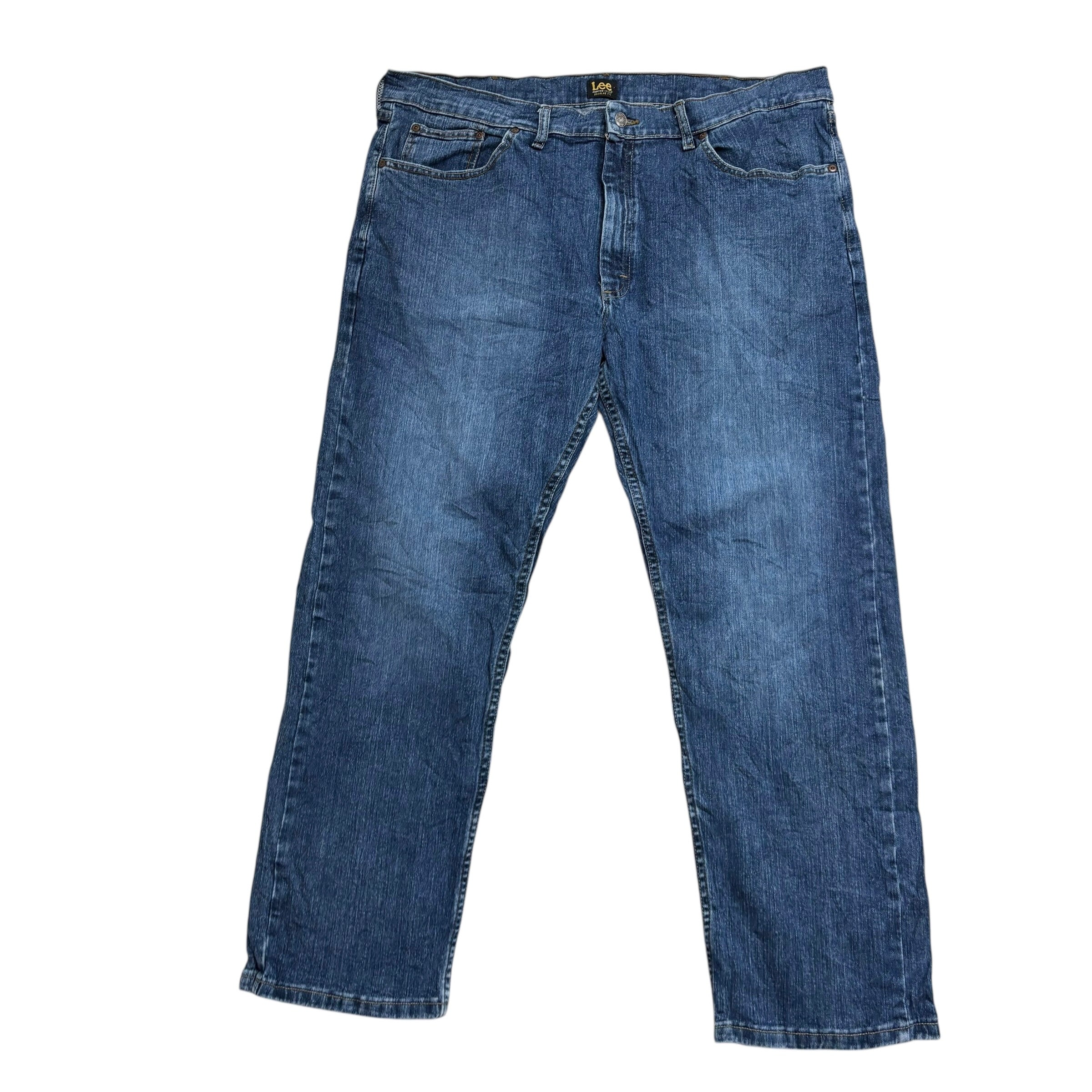 Lee Jeans W40 L30 Mens Mid Blue Regular Straight Fit Stretch Denim (E)