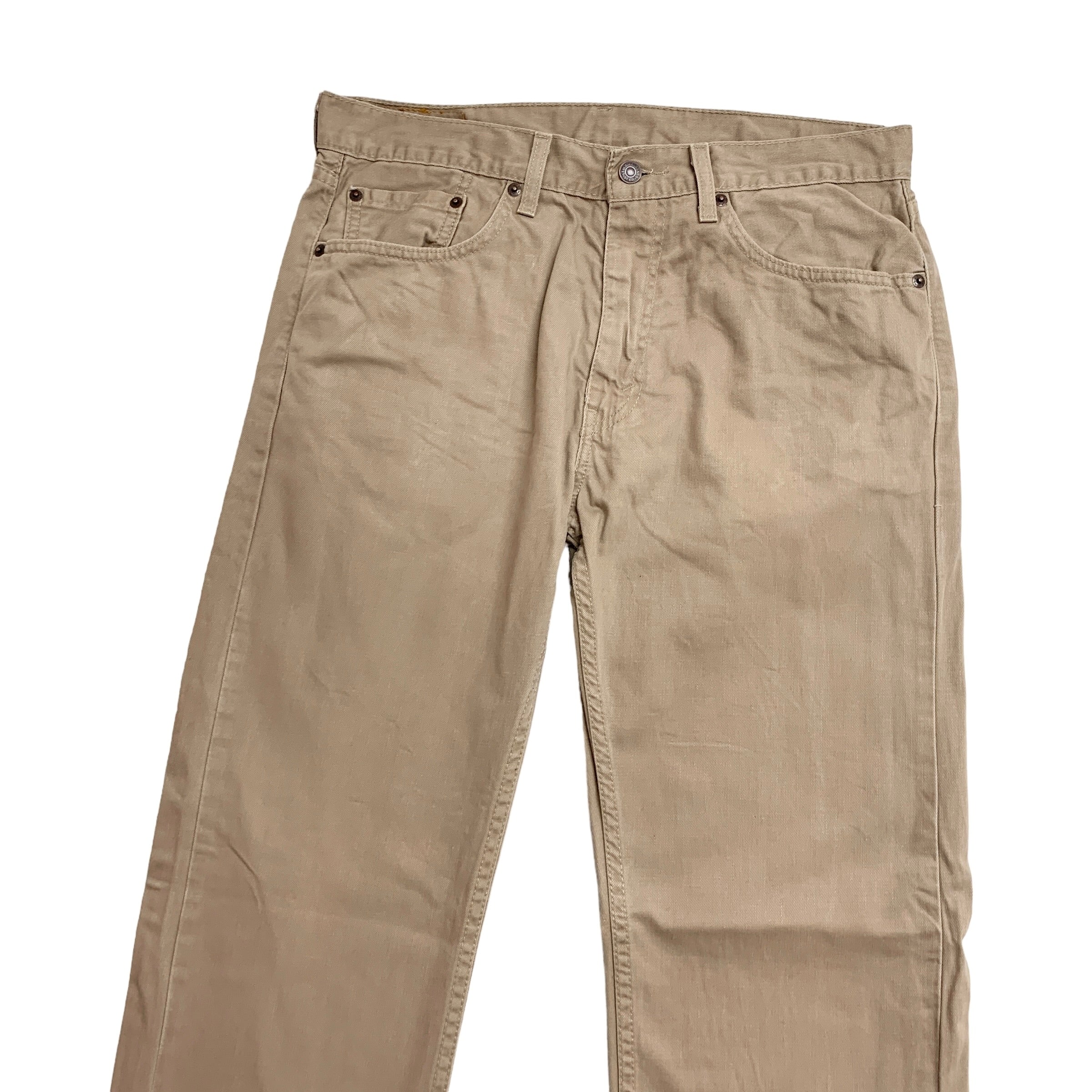 Levis 505 Trousers W33 L34 Mens Beige Tan Regular Straight Fit Cotton Pants