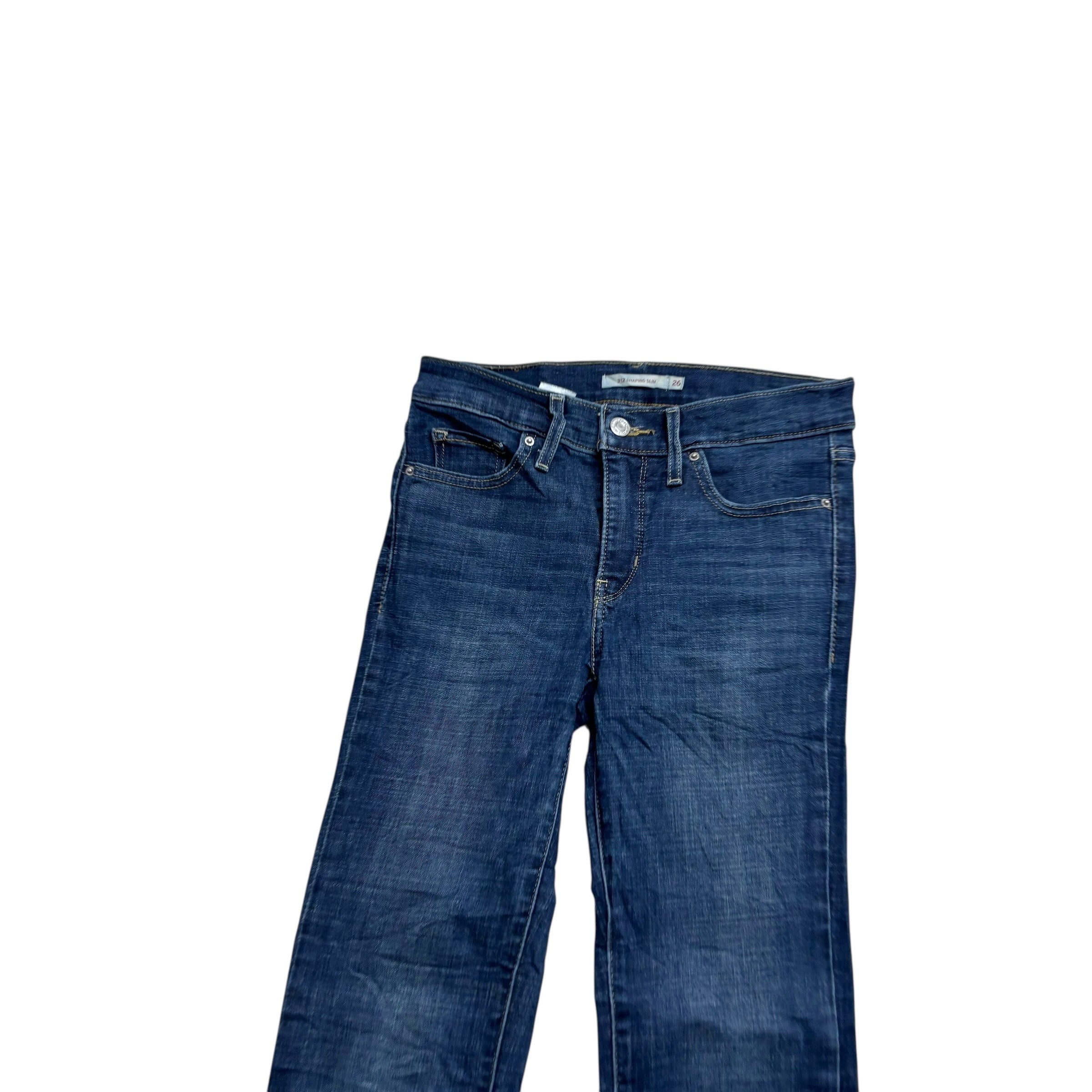Levis 312 Jeans W26 L30 Womens Shaping Slim Dark Blue Stretch Denim (E)