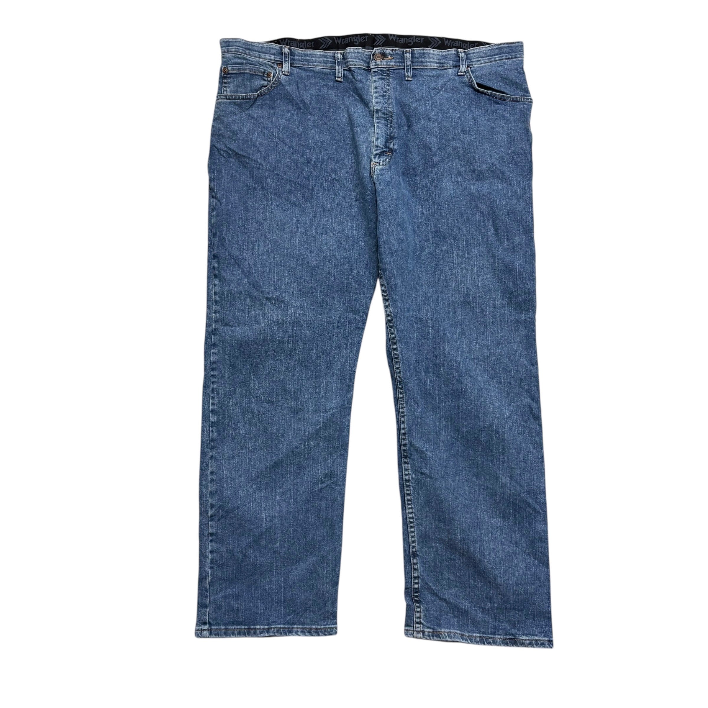 Wrangler Jeans W44 L30 Mens Mid Blue Regular Straight Fit Stretch Denim (E)