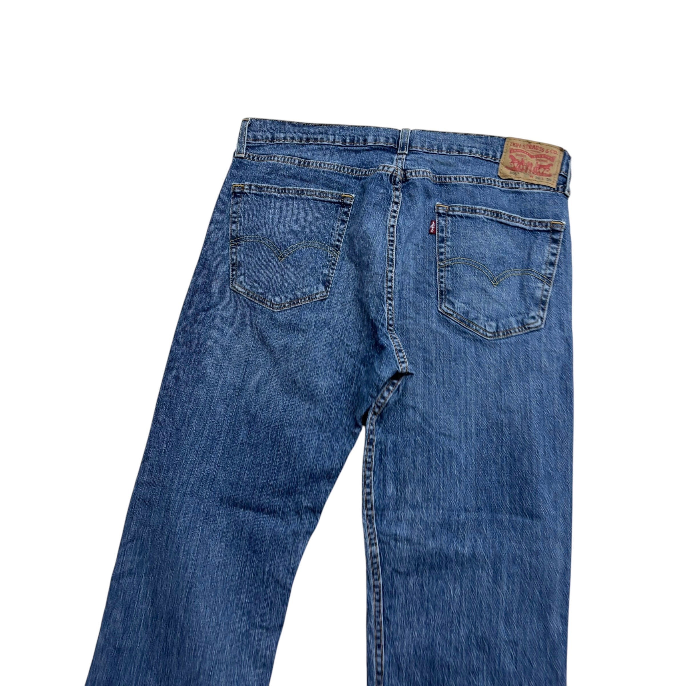 Levis 505 Jeans W36 L29 Mens Mid Blue Regular Straight Fit Stretch Denim (E)