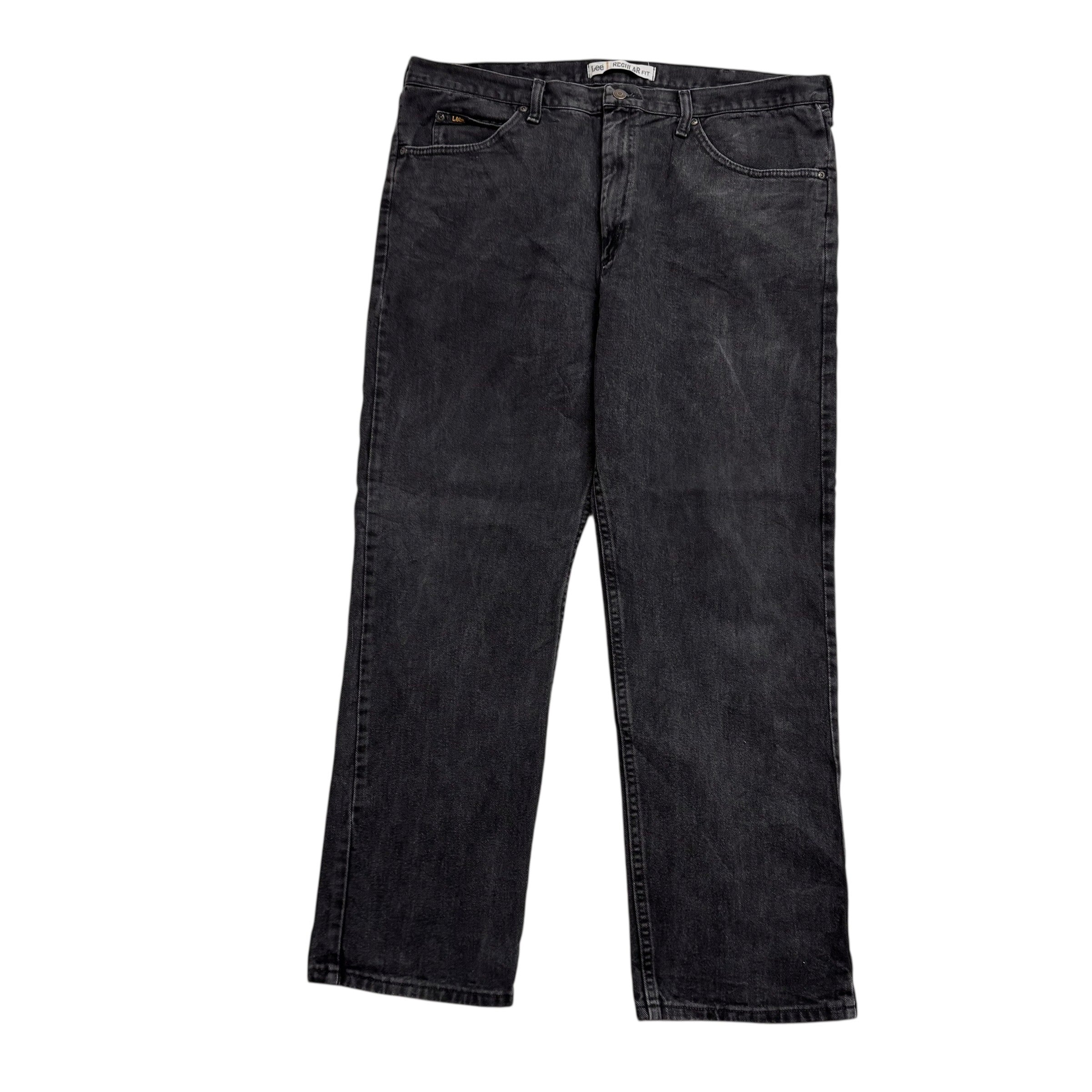 Lee Jeans W42 L32 Mens Black Regular Straight Fit Vintage Denim