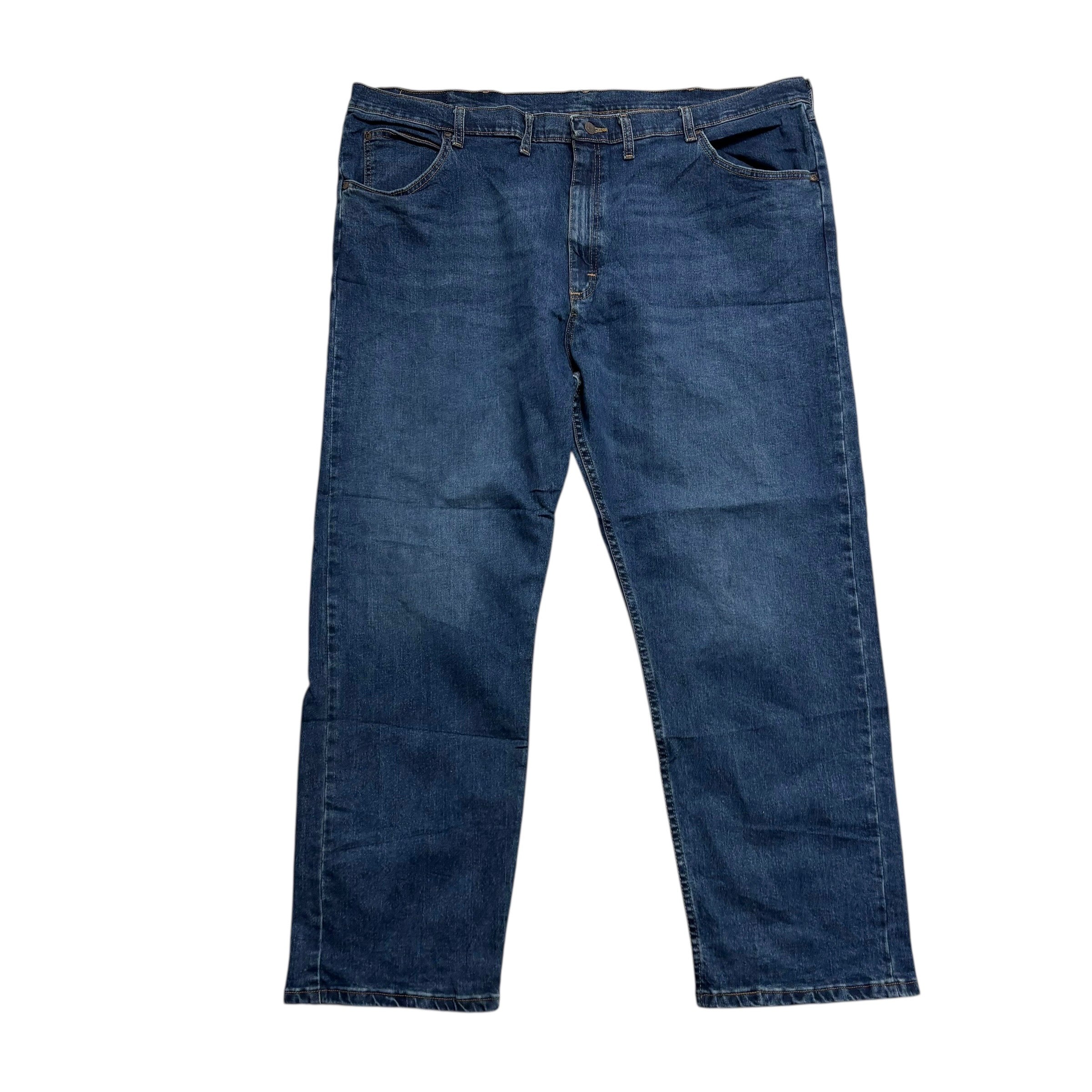 Wrangler Jeans W46 L30 Mens Dark Blue Relaxed Straight Fit Stretch Denim (E)