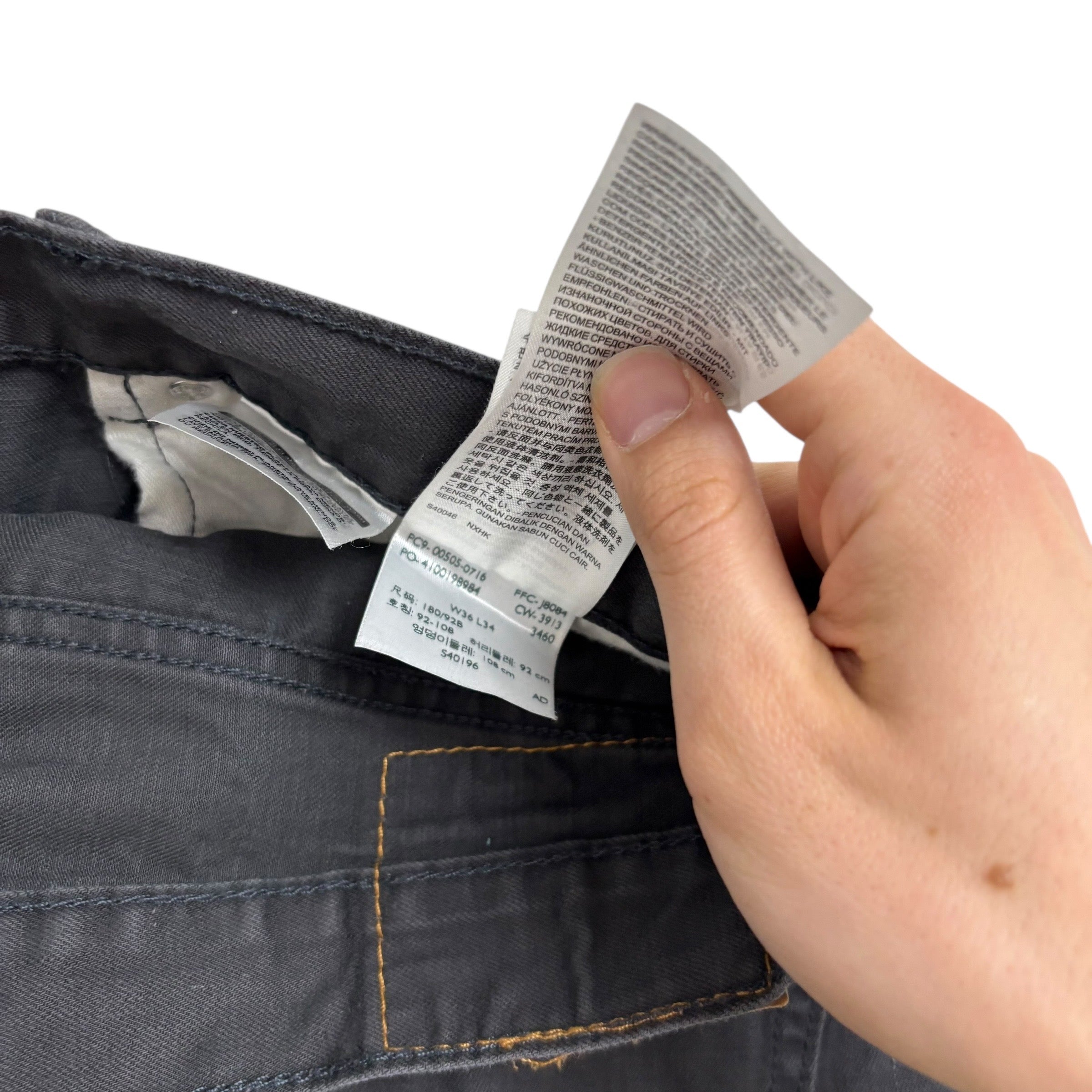 Levis 505 Trousers W36 L34 Mens Grey Regular Straight Fit Cotton Pants (E)