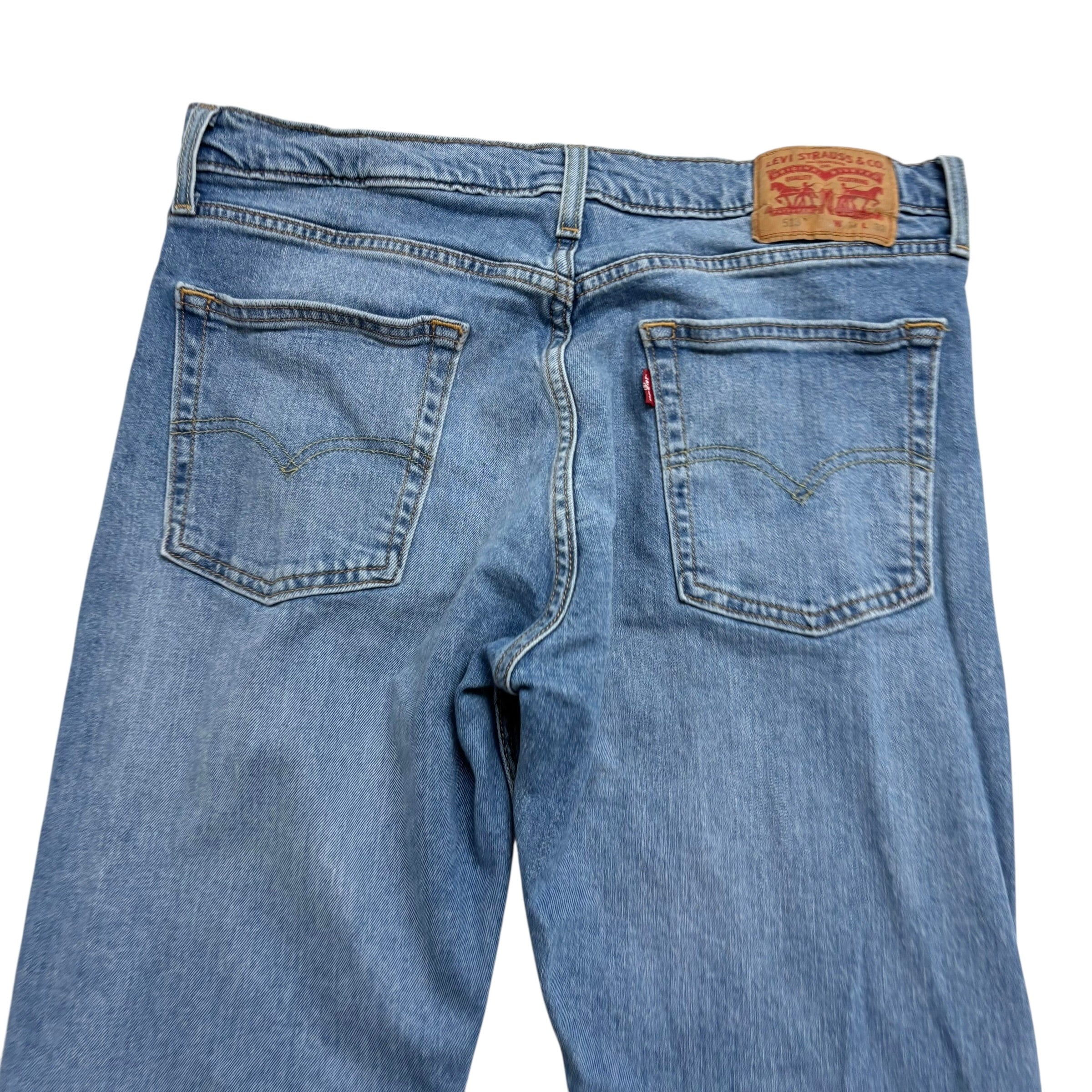 Levis 513 Jeans W34 L32 Mens Light Blue Slim Straight Fit Stretch Denim (E)