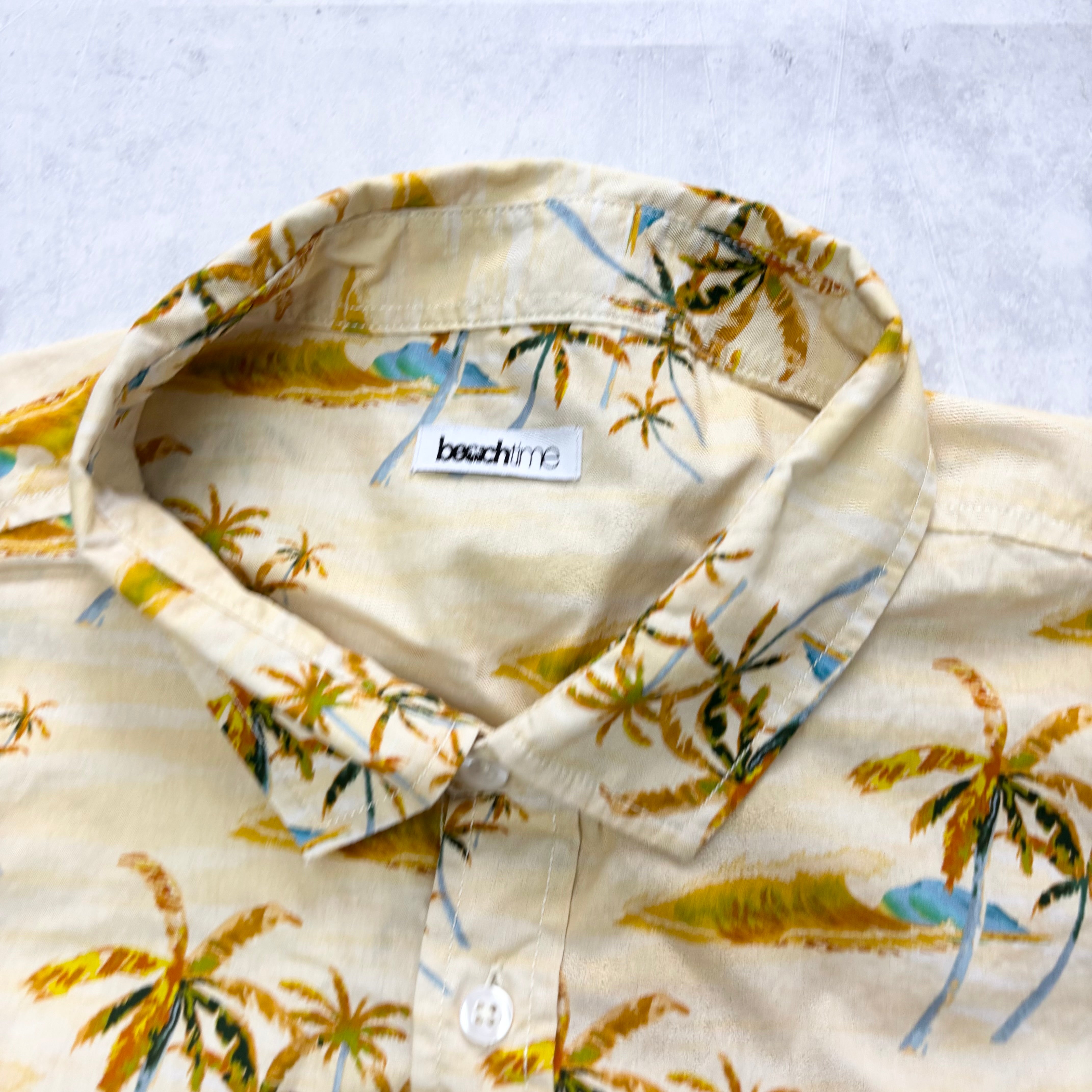 Hawaiian Shirt Mens XXL Yellow Floral Aloha Short Sleeve Cotton (E)