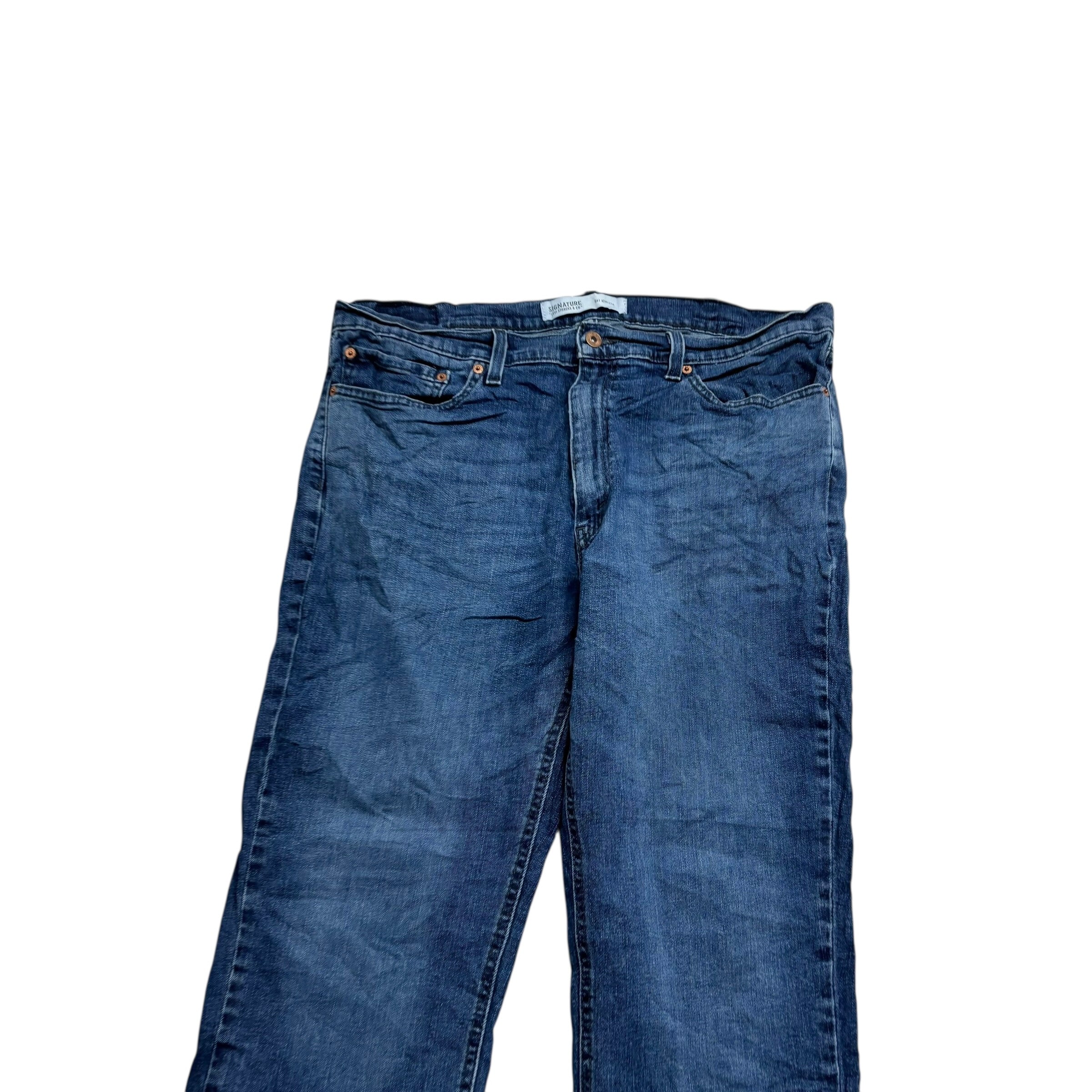 Levis Signature Jeans W38 L32 Mens Navy Blue Athletic Tapered Fit Stretch (E)