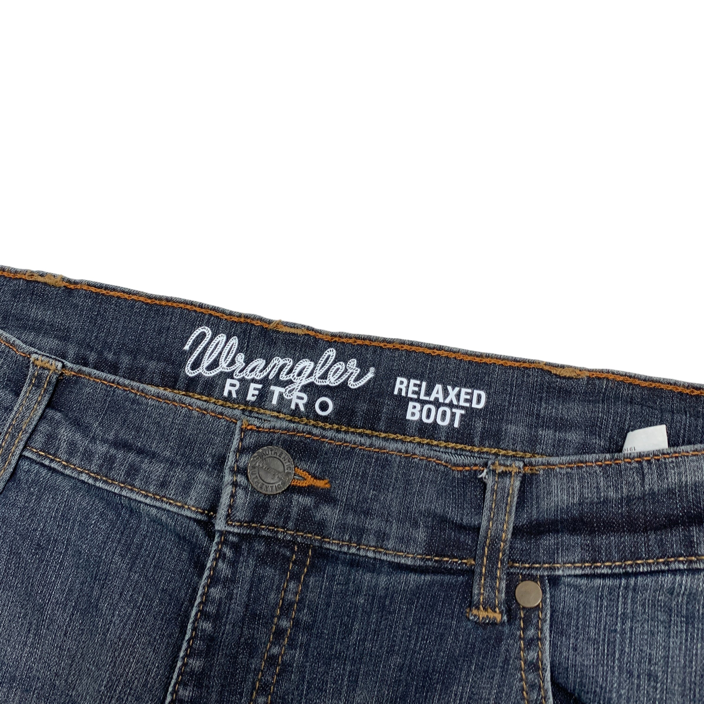 Wrangler Jeans W36 L31 Retro Relaxed Bootcut Mens Dark Wash Blue Stretch Denim