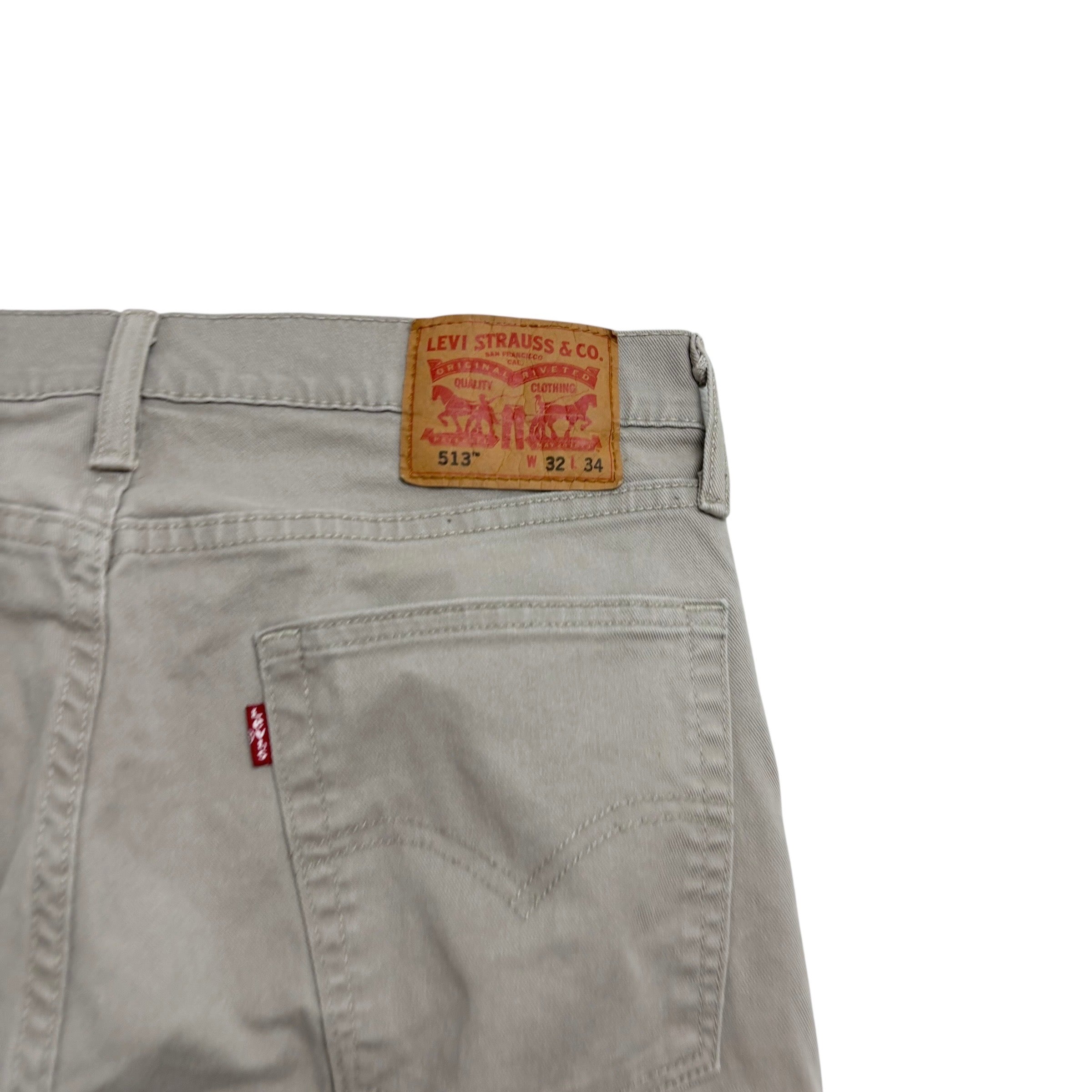 Levis 513 Jeans W32 L34 Mens Beige Stone Slim Straight Fit Stretch (E)