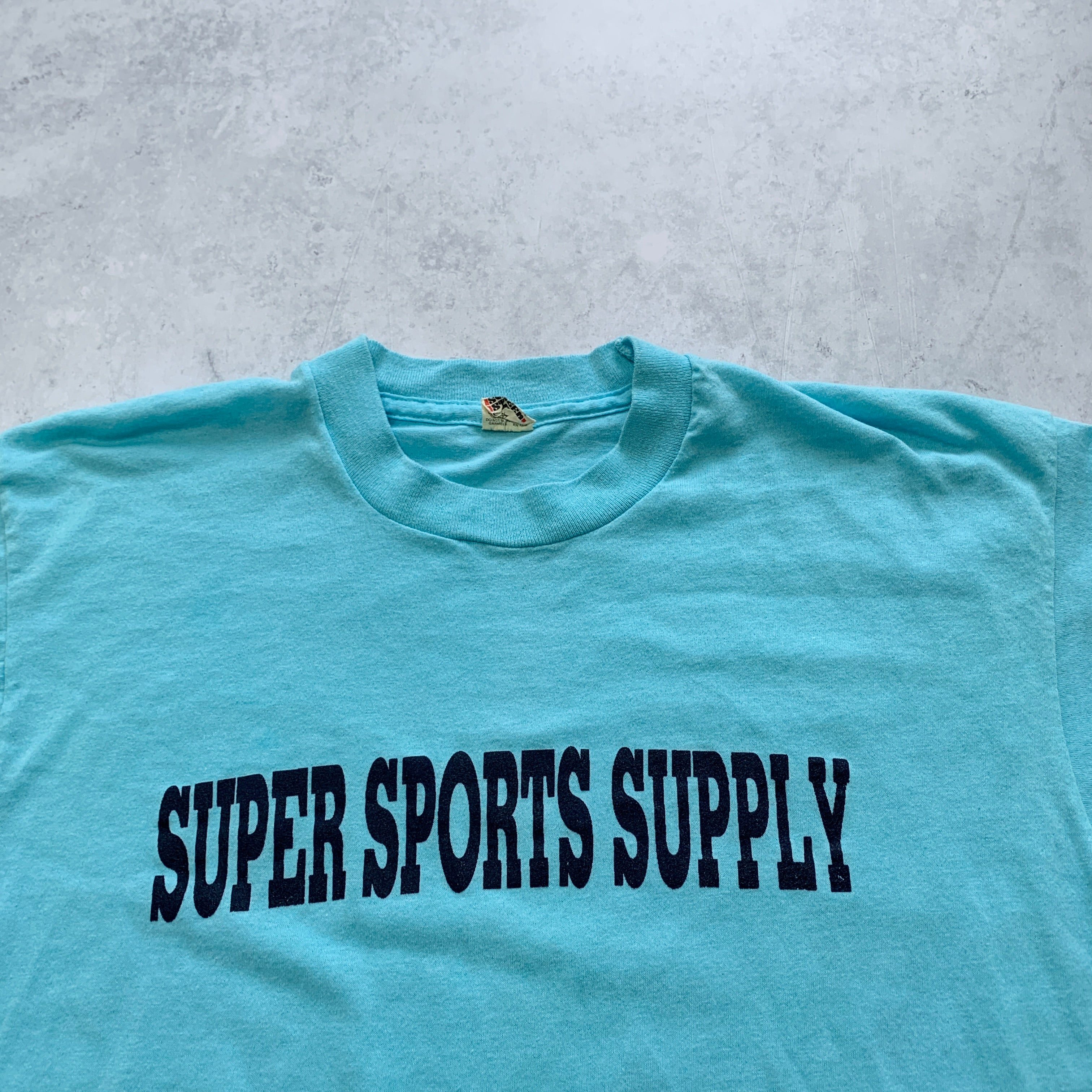 Vintage T Shirt Mens Small Blue Single Stitch Graphic Print 80s USA Sports