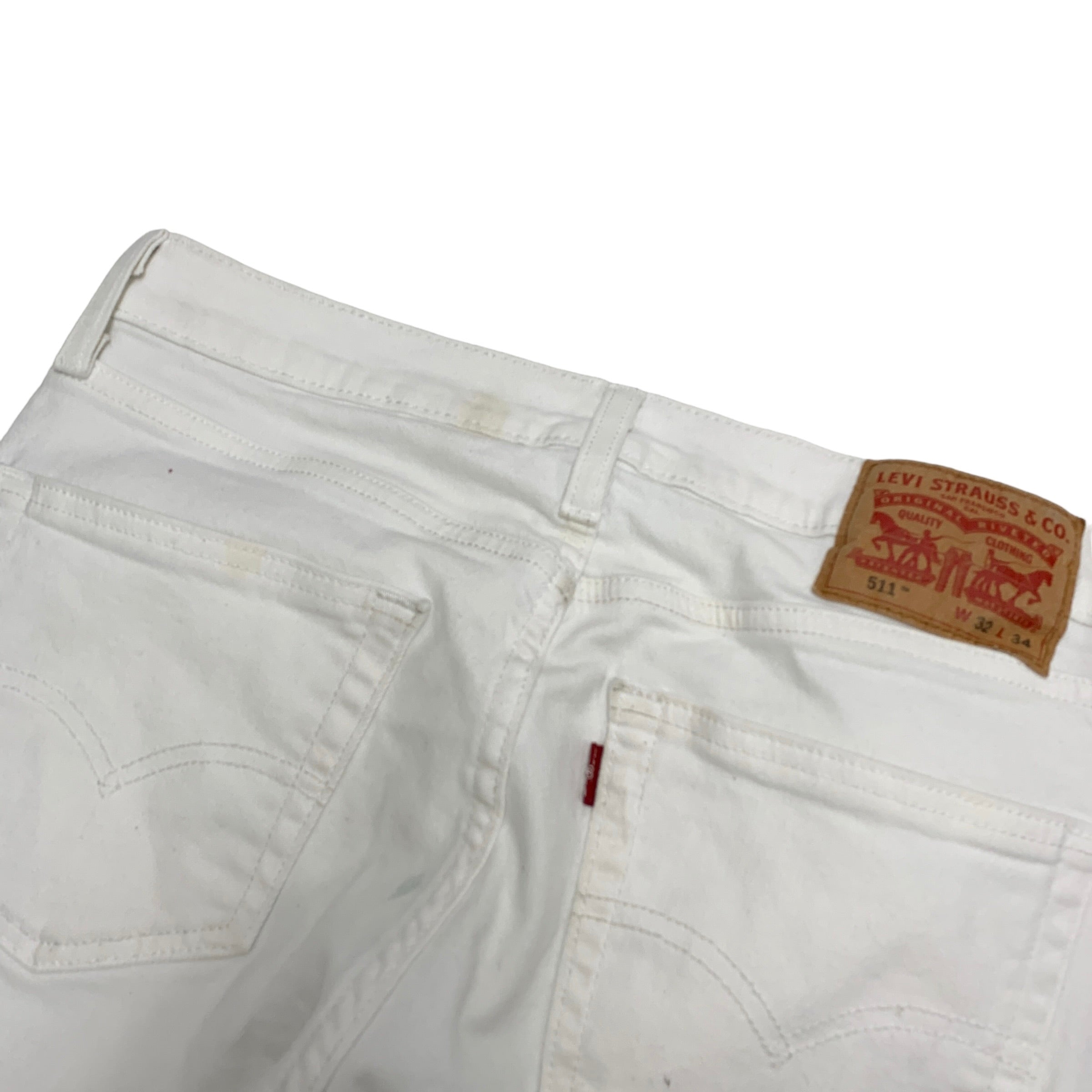 Levis 511 Jeans W32 L33 Mens White Slim Fit Stretch Denim